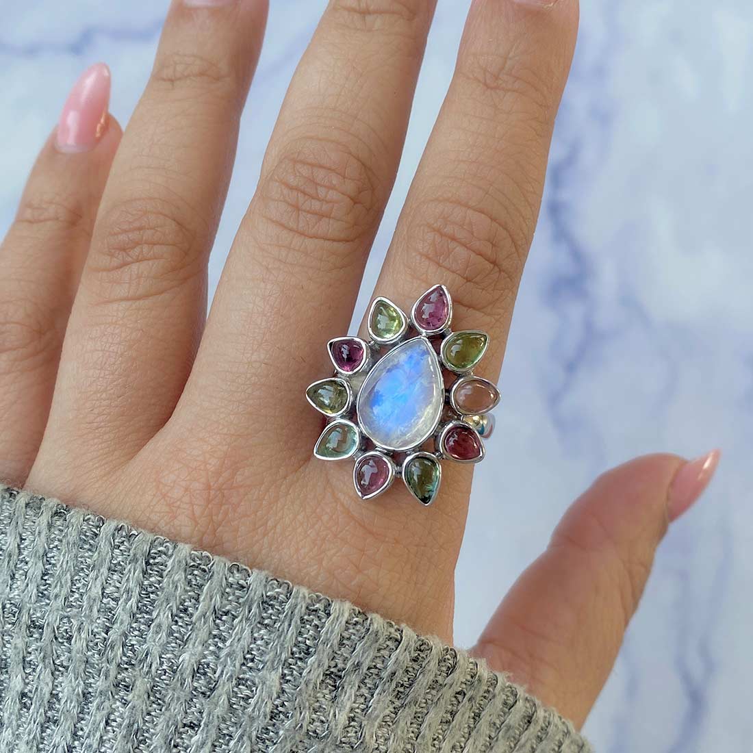 Moonstone Adjustable Ring-(RBM-CCR-3.)