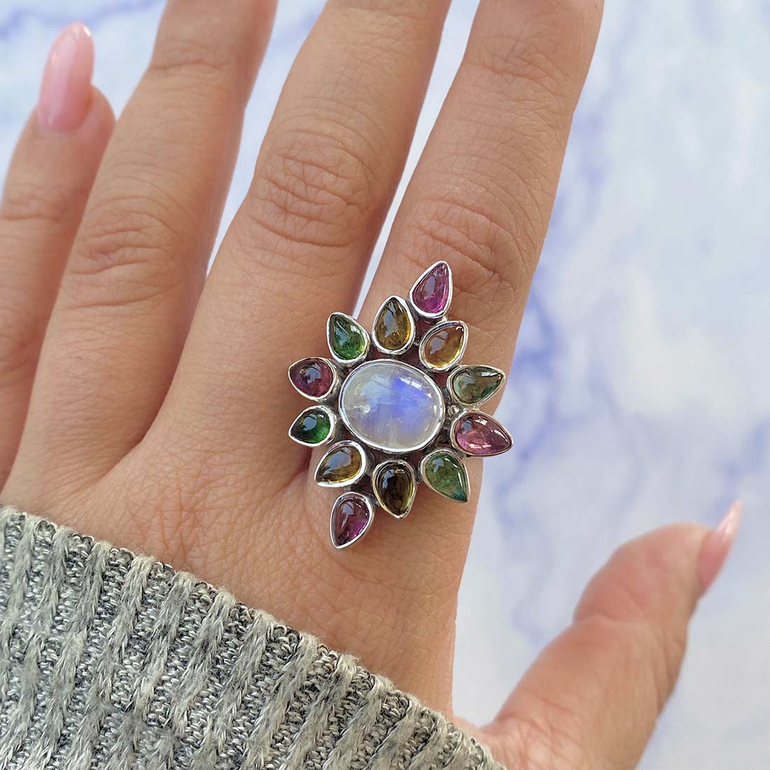 Moonstone Adjustable Ring-(RBM-CCR-38.)