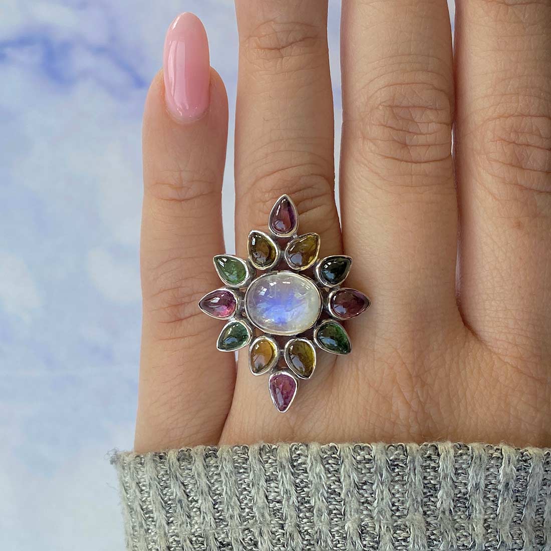 Moonstone Adjustable Ring-(RBM-CCR-38.)