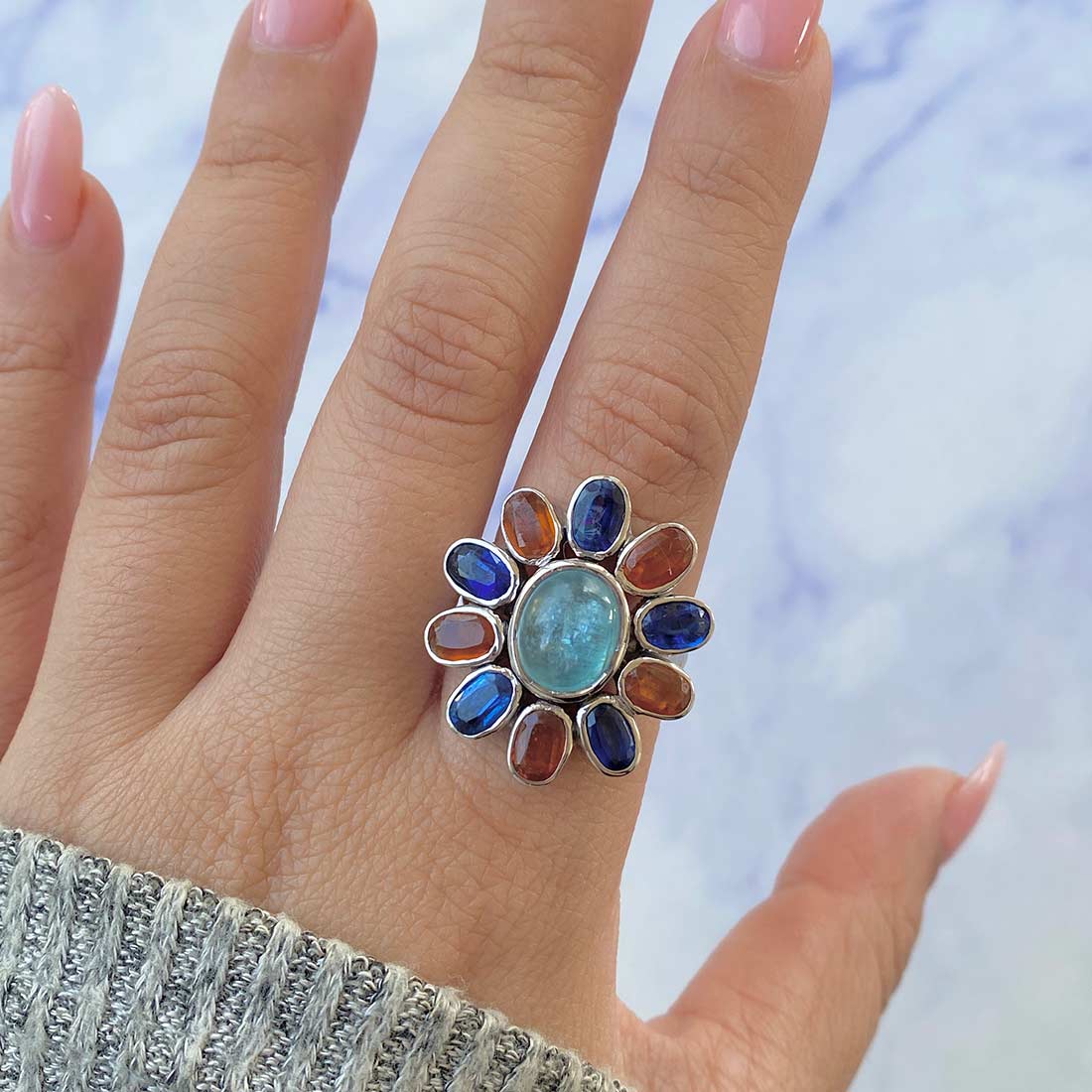 Green Kyanite Adjustable Ring-(KYN-CCR-47-G.)