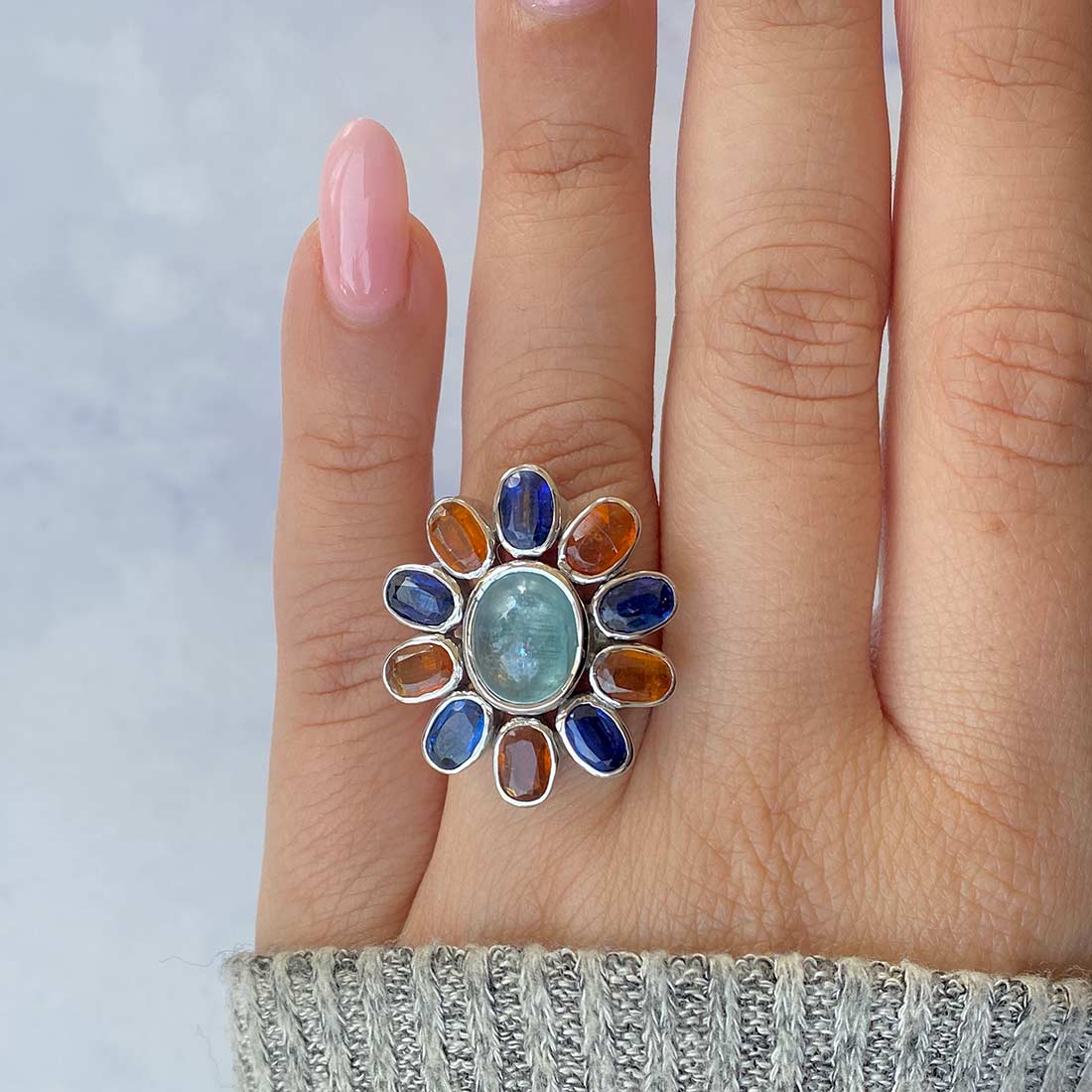 Green Kyanite Adjustable Ring-(KYN-CCR-47-G.)