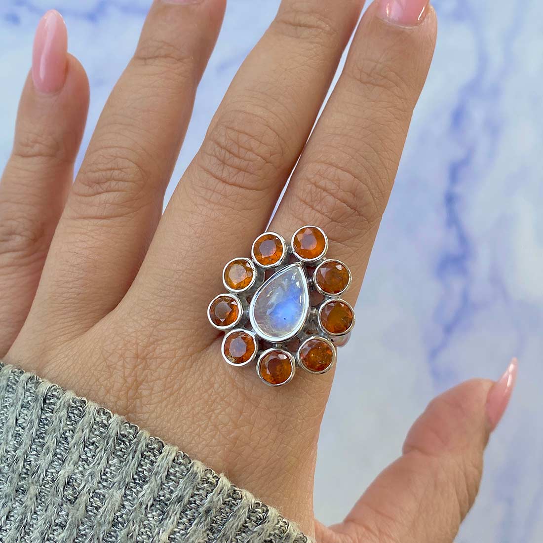 Moonstone Adjustable Ring-(RBM-CCR-48.)
