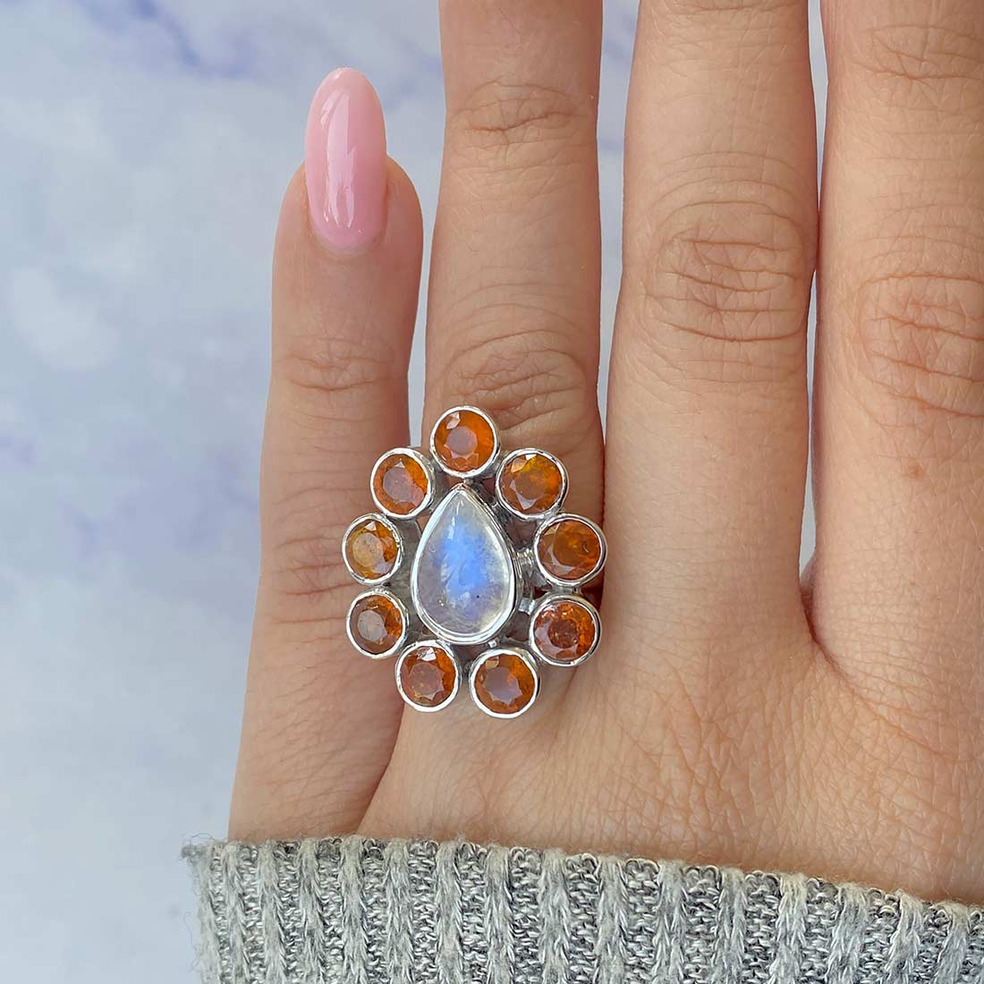 Moonstone Adjustable Ring-(RBM-CCR-48.)