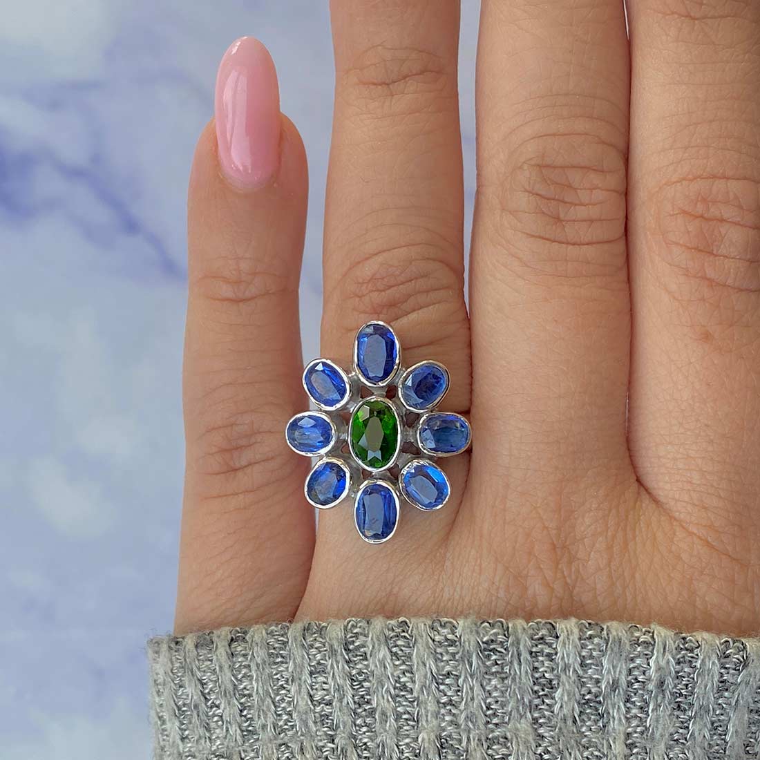 Chrome Diopside Adjustable Ring-(CRD-CCR-50.)