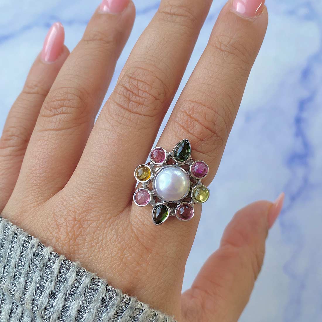 Pearl Adjustable Ring-(PAL-CCR-51.)