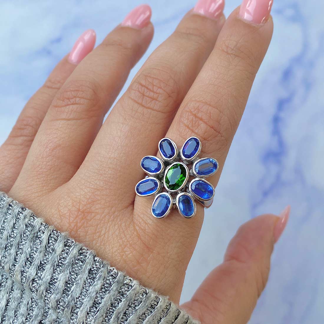 Chrome Diopside Adjustable Ring-(CRD-CCR-52.)