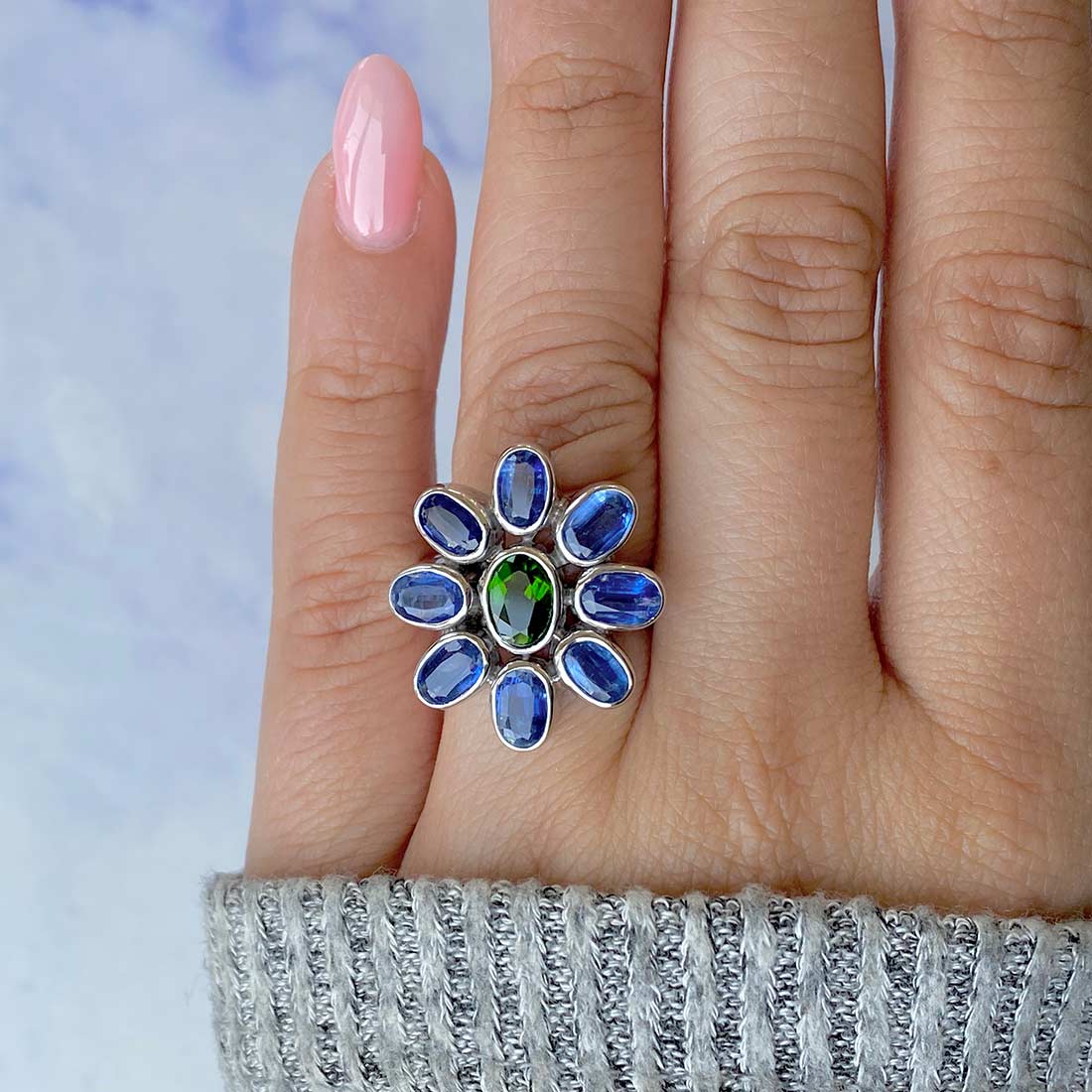 Chrome Diopside Adjustable Ring-(CRD-CCR-52.)