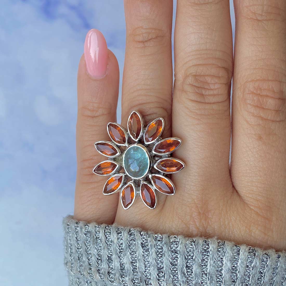 Green Kyanite Adjustable Ring-(KYN-CCR-53-G.)