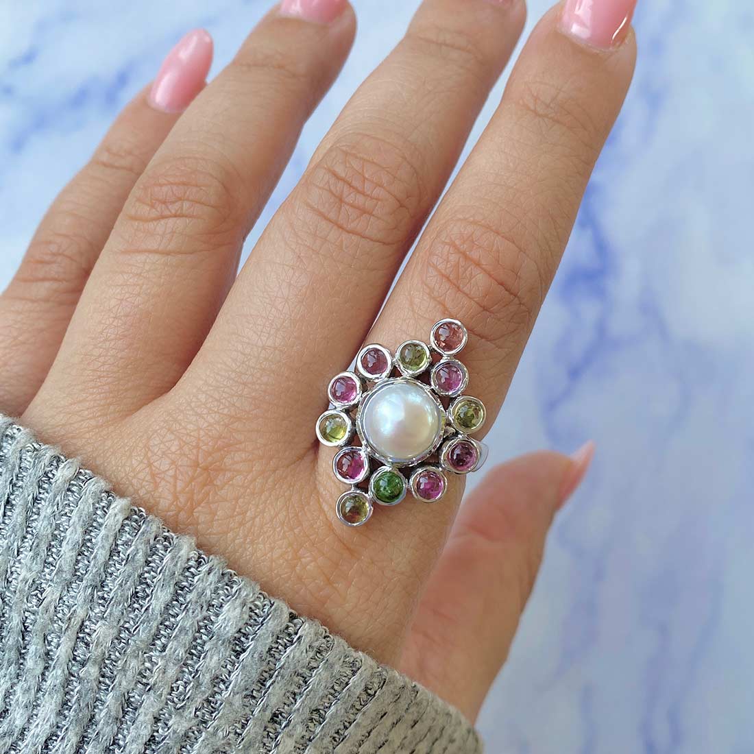 Pearl Adjustable Ring-(PAL-CCR-55.)