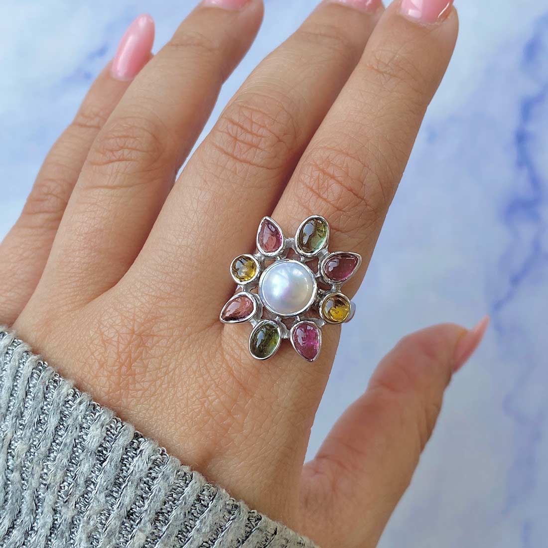 Pearl Adjustable Ring-(PAL-CCR-58.)