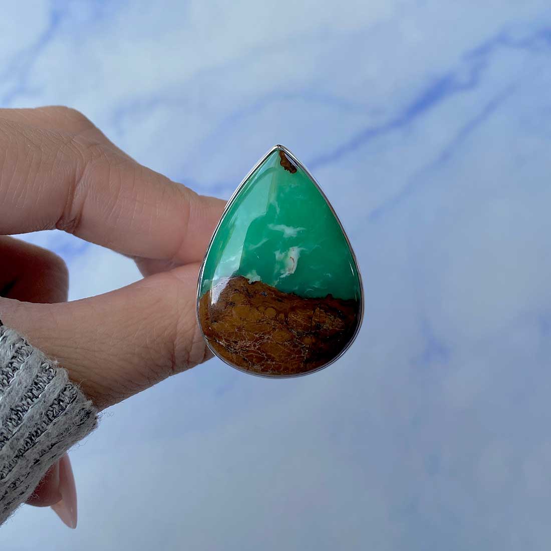 Chrysoprase Adjustable Ring-(CHP-R-1.)