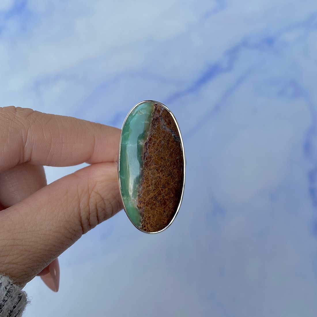 Chrysoprase Adjustable Ring-(CHP-R-10.)