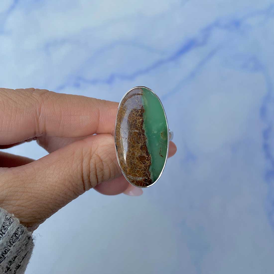 Chrysoprase Adjustable Ring-(CHP-R-12.)