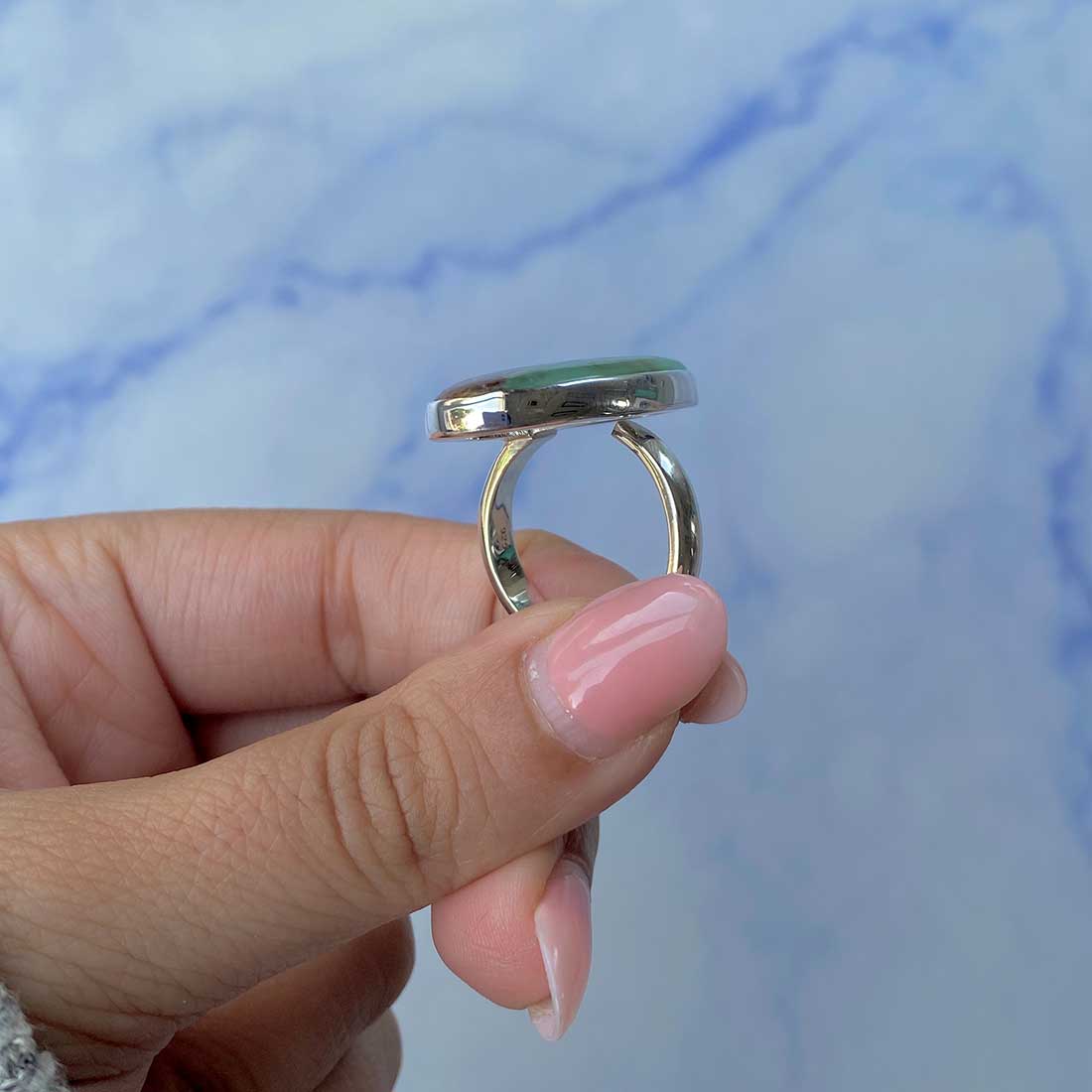 Chrysoprase Adjustable Ring-(CHP-R-12.)