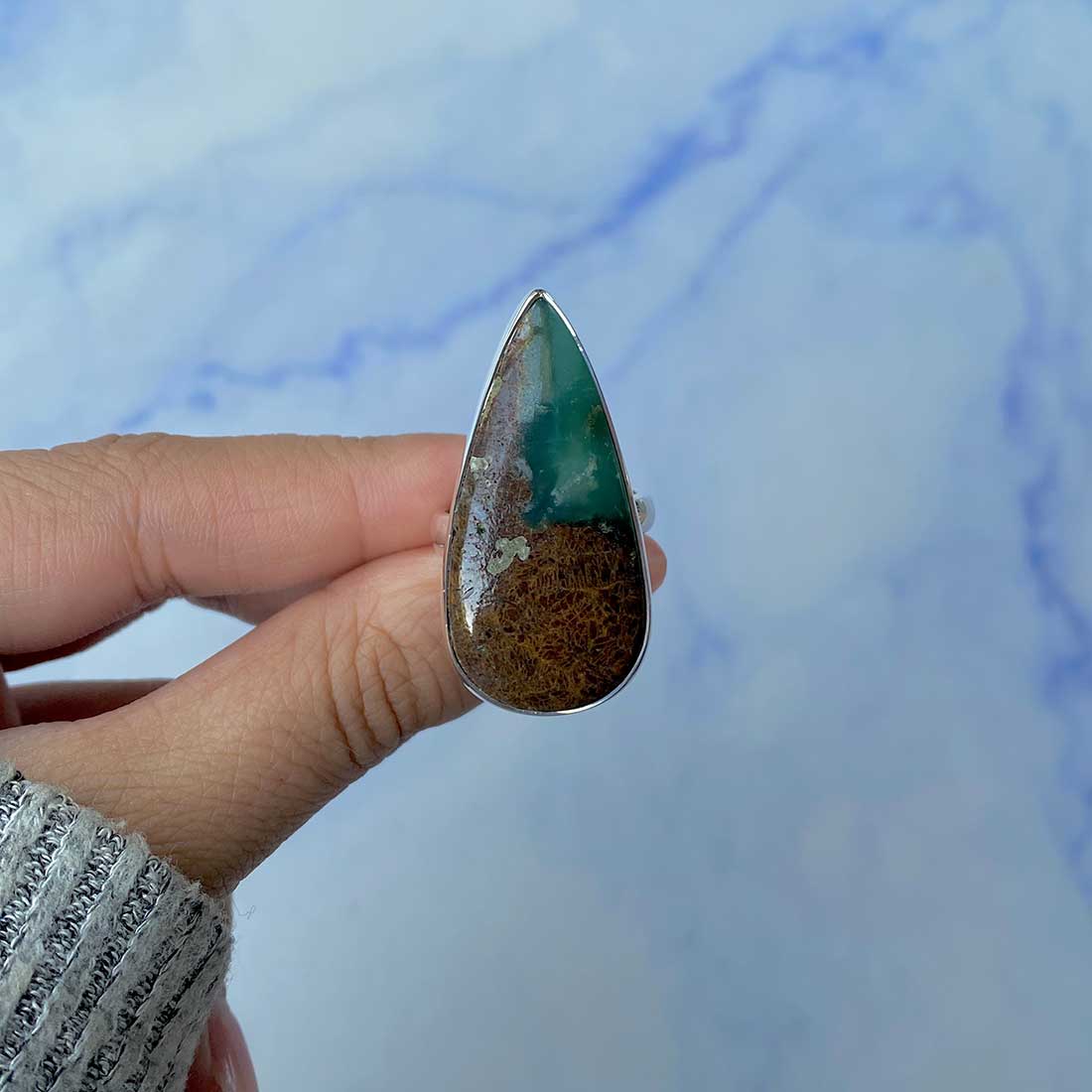 Chrysoprase Adjustable Ring-(CHP-R-2.)