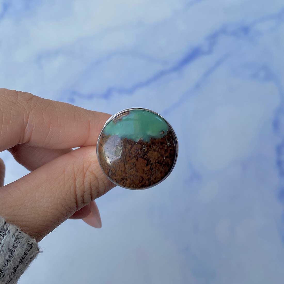 Chrysoprase Adjustable Ring-(CHP-R-6.)