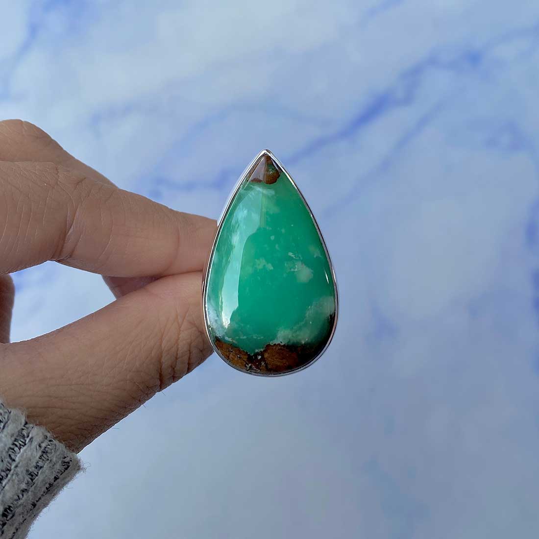 Chrysoprase Adjustable Ring-(CHP-R-9.)