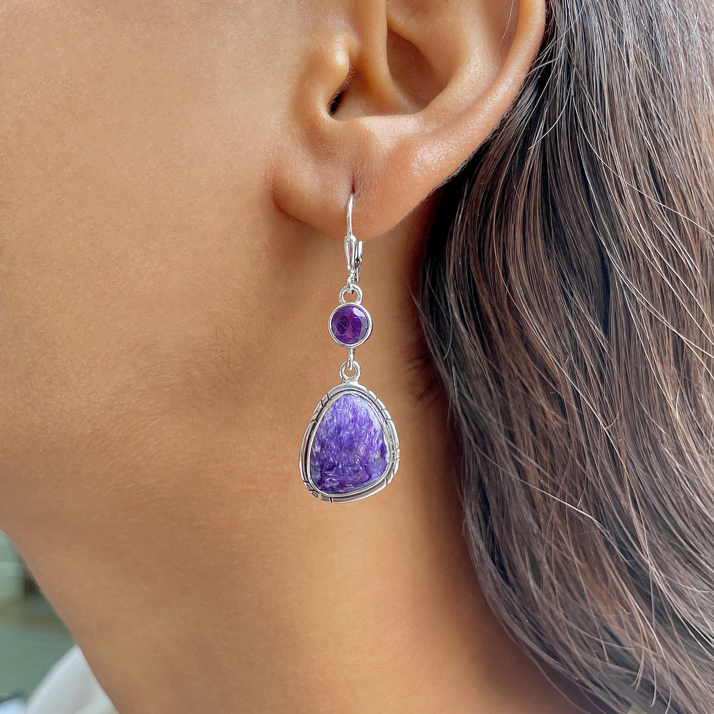 Charoite Earring-(CHR-E-45.)