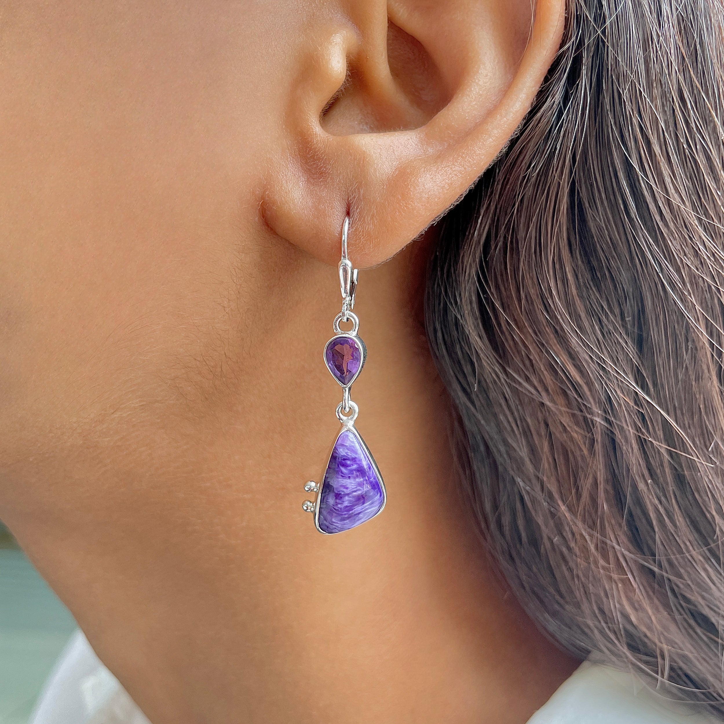 Charoite Earring-(CHR-E-49.)
