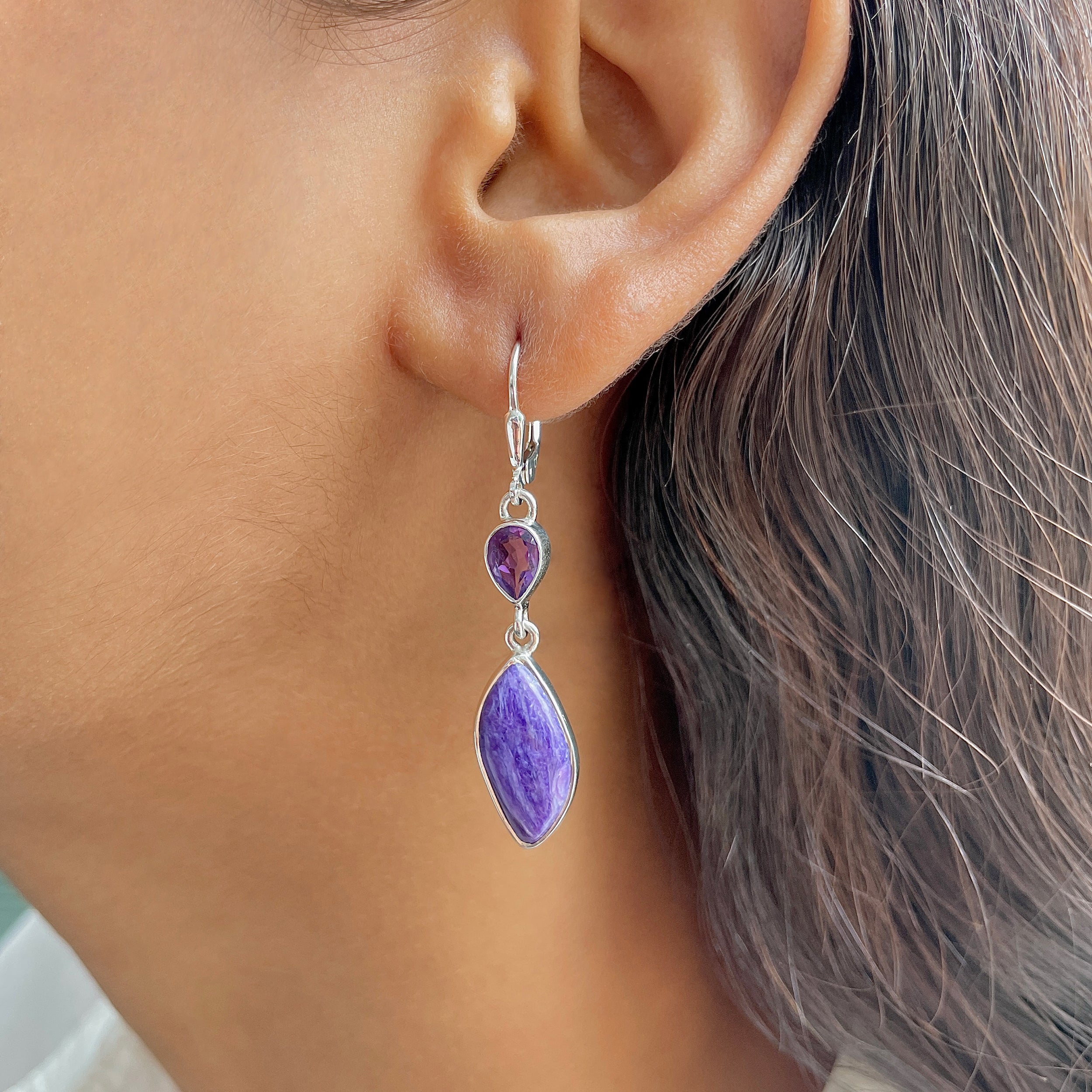 Charoite Earring-(CHR-E-52.)