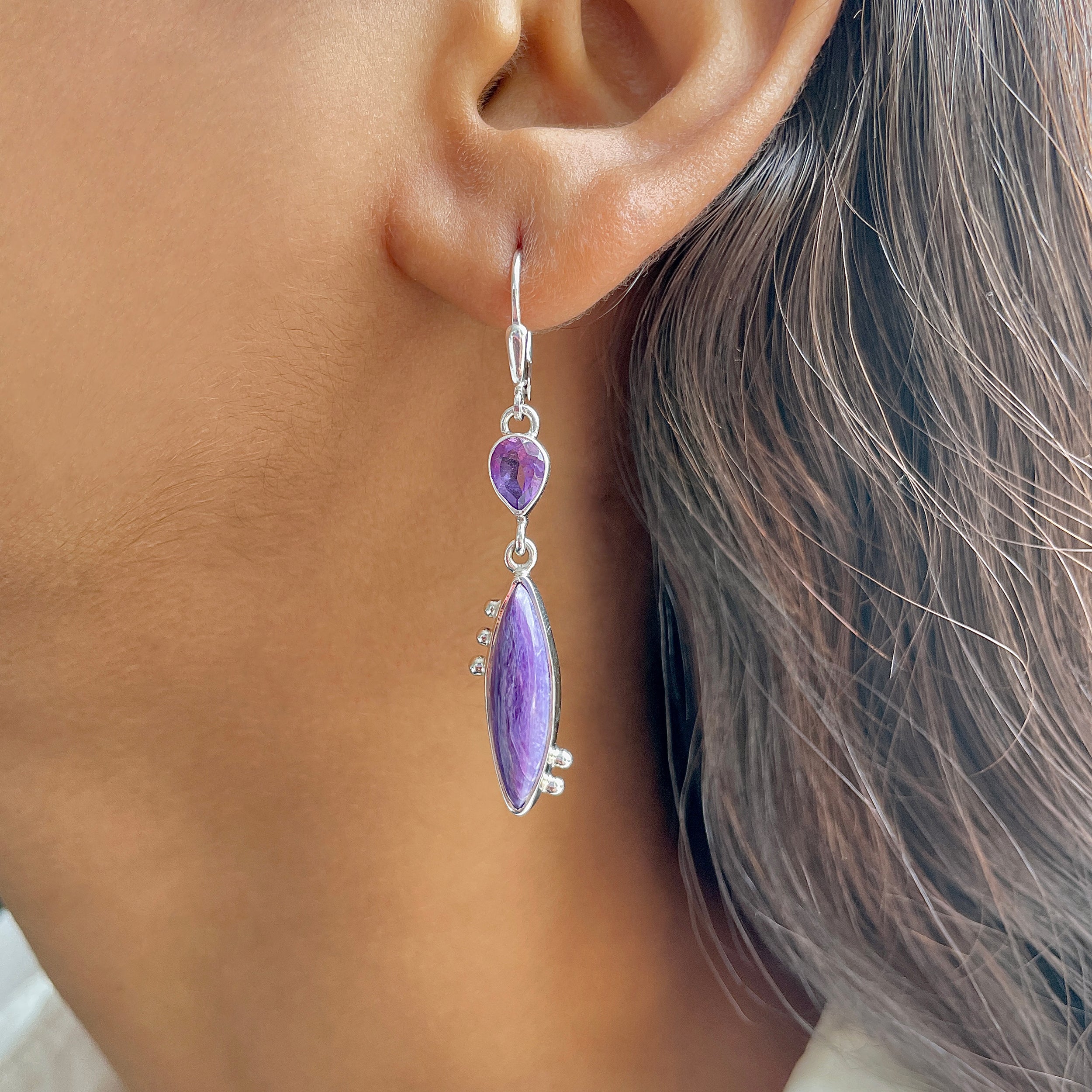 Charoite Earring-(CHR-E-53.)