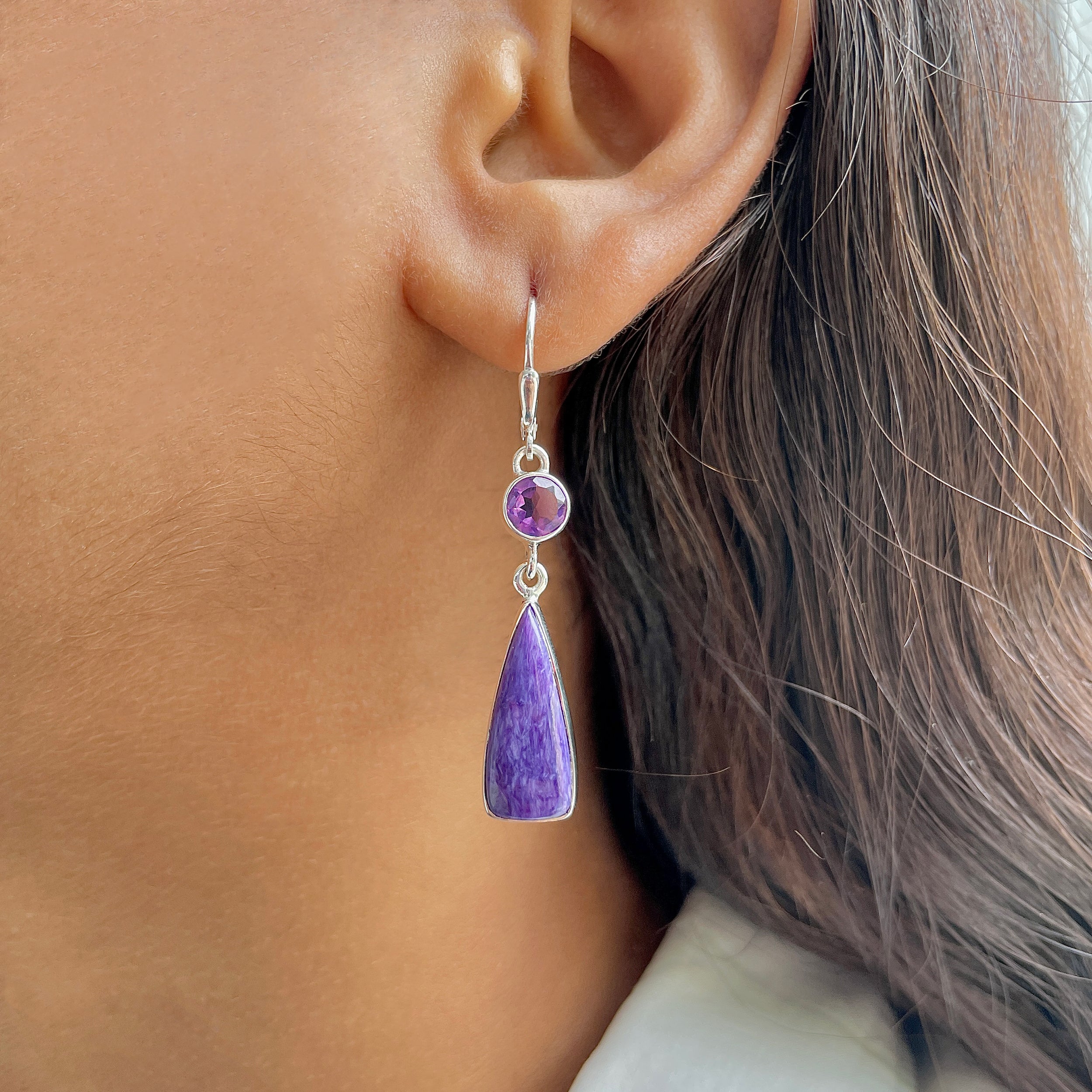 Charoite Earring-(CHR-E-54.)