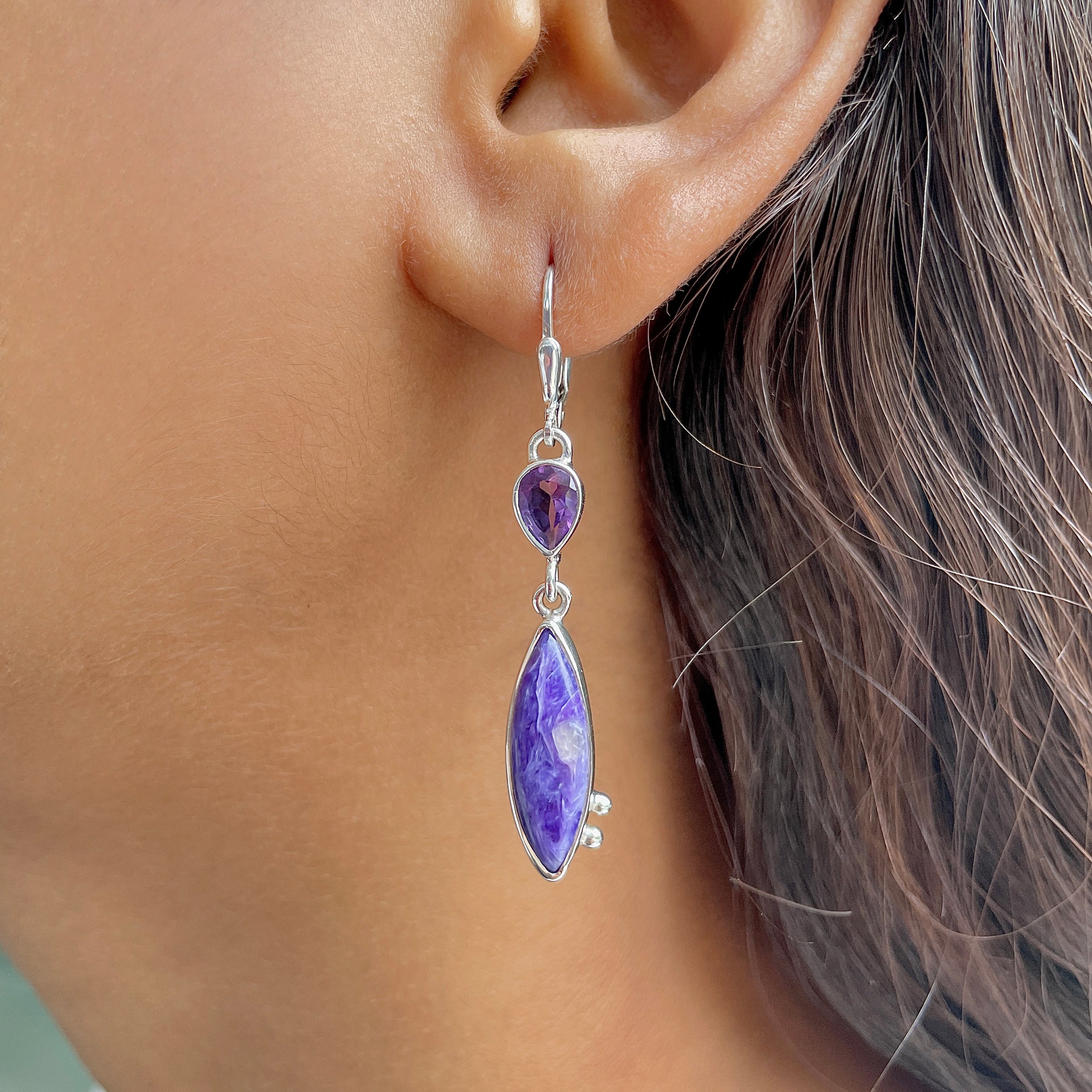 Charoite Earring-(CHR-E-57.)