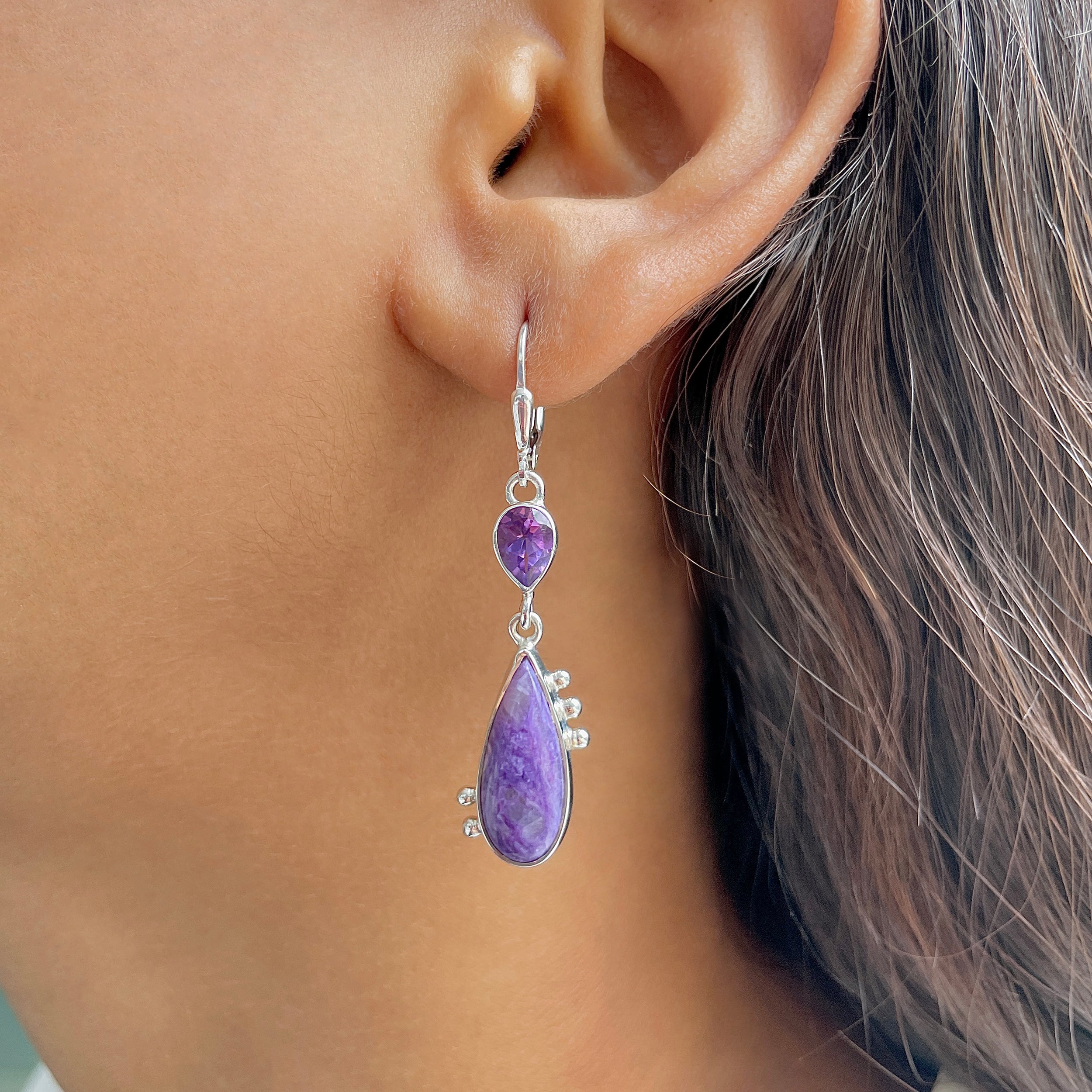 Charoite Earring-(CHR-E-58.)
