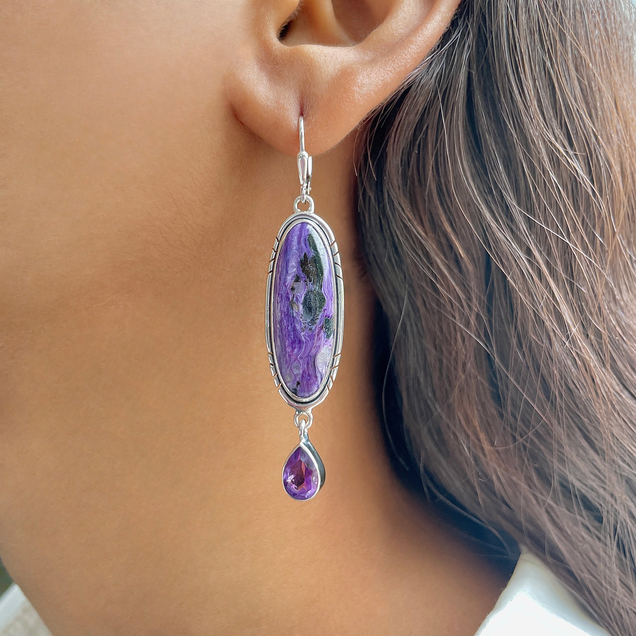 Charoite Earring-(CHR-E-59.)