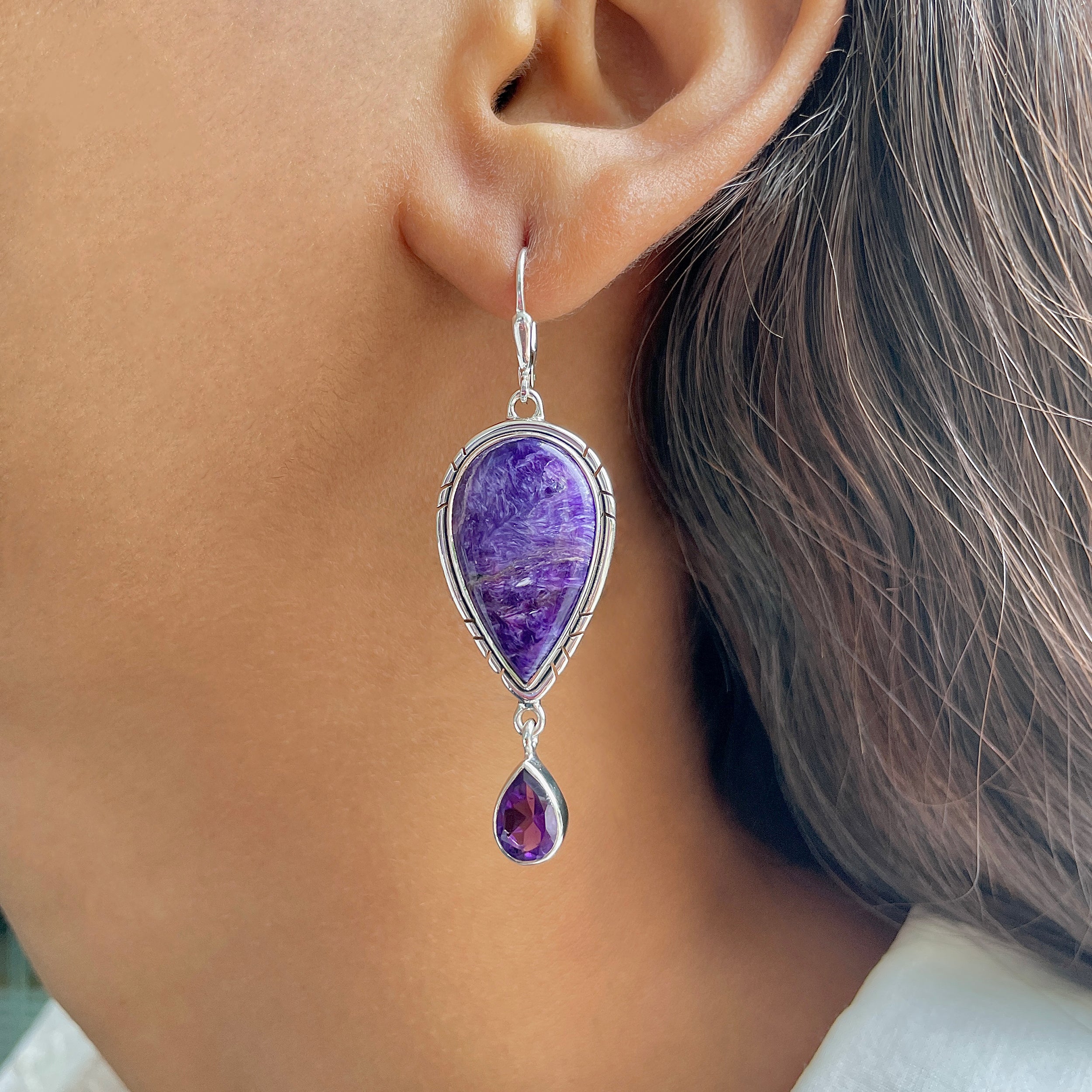 Charoite Earring-(CHR-E-62.)