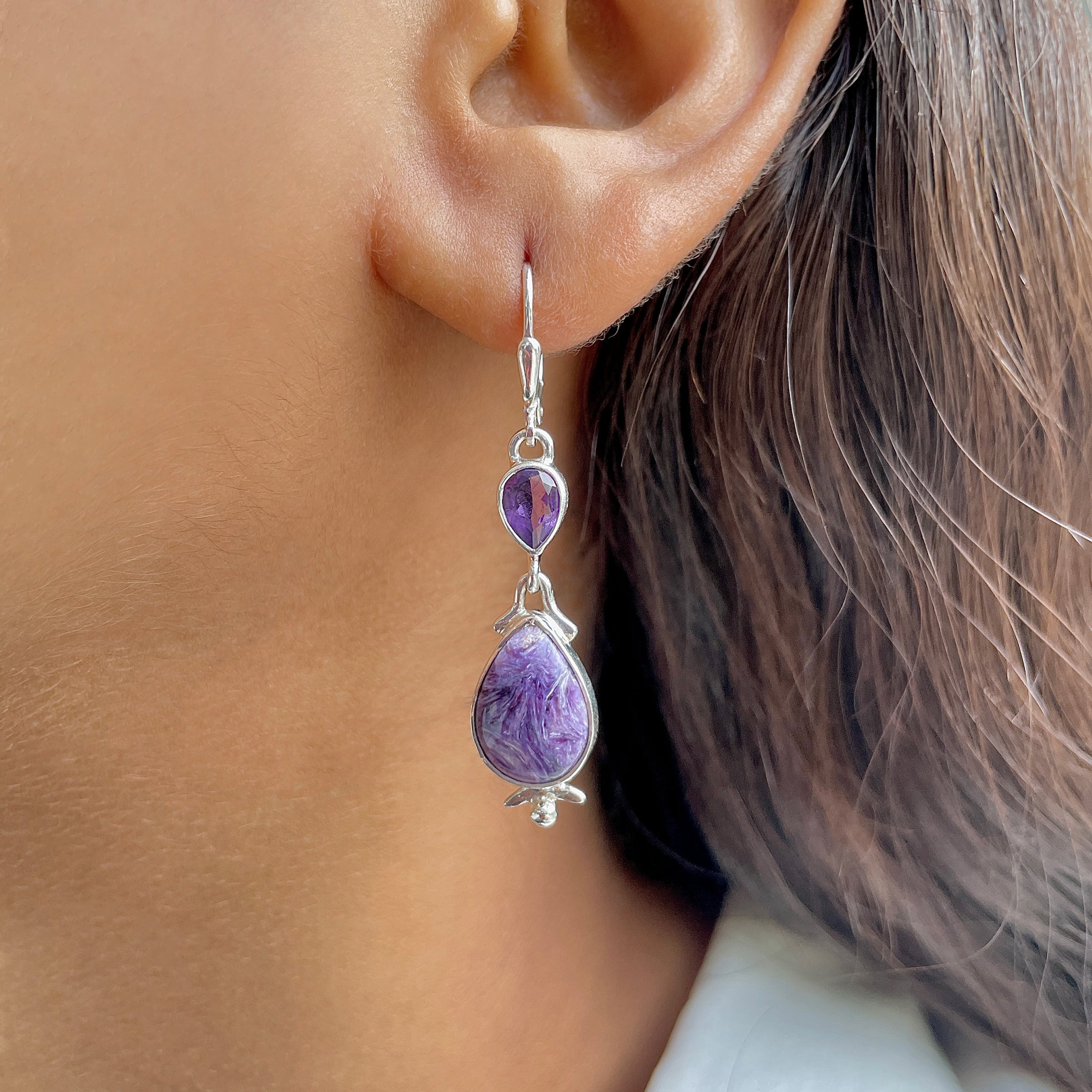 Charoite Earring-(CHR-E-64.)