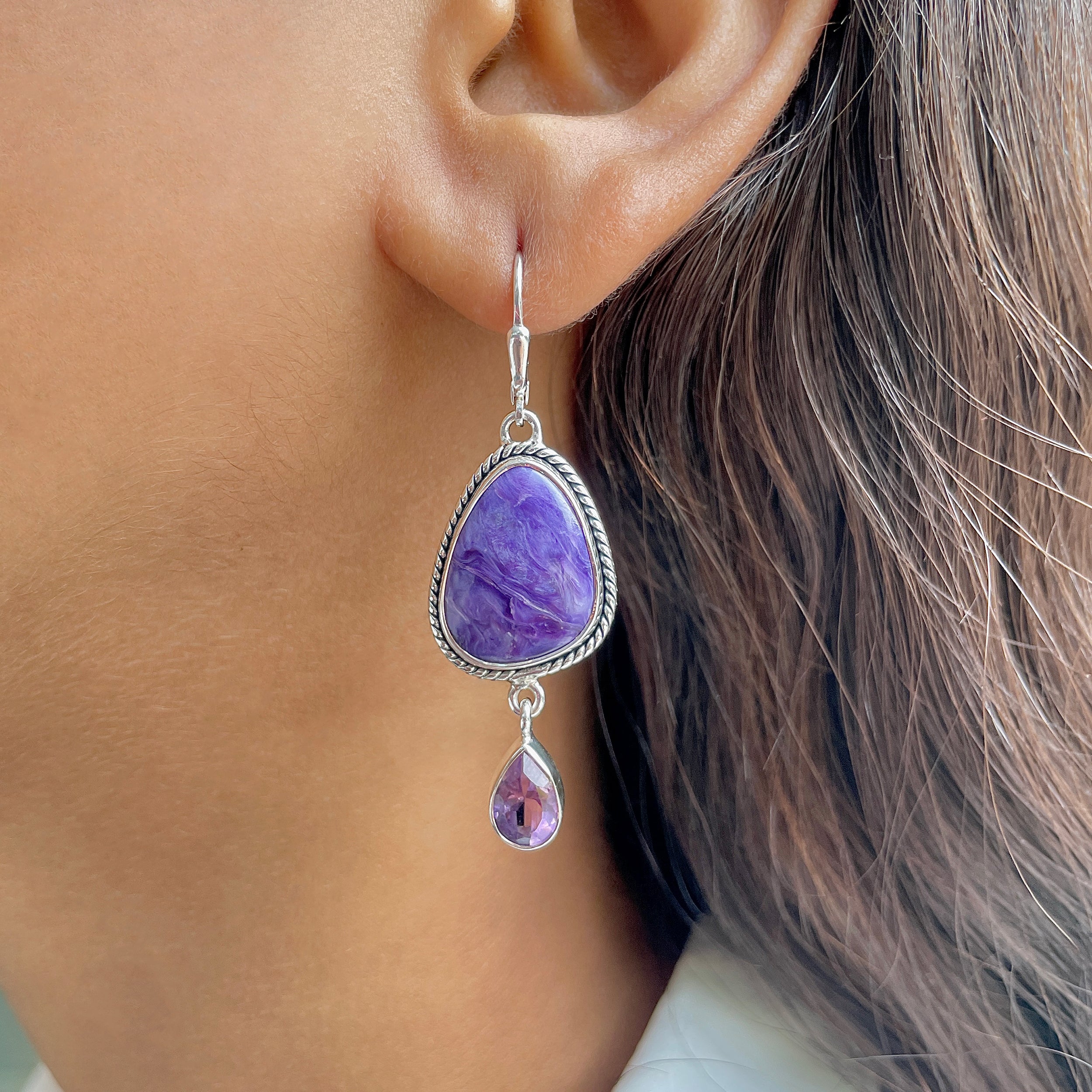 Charoite Earring-(CHR-E-66.)
