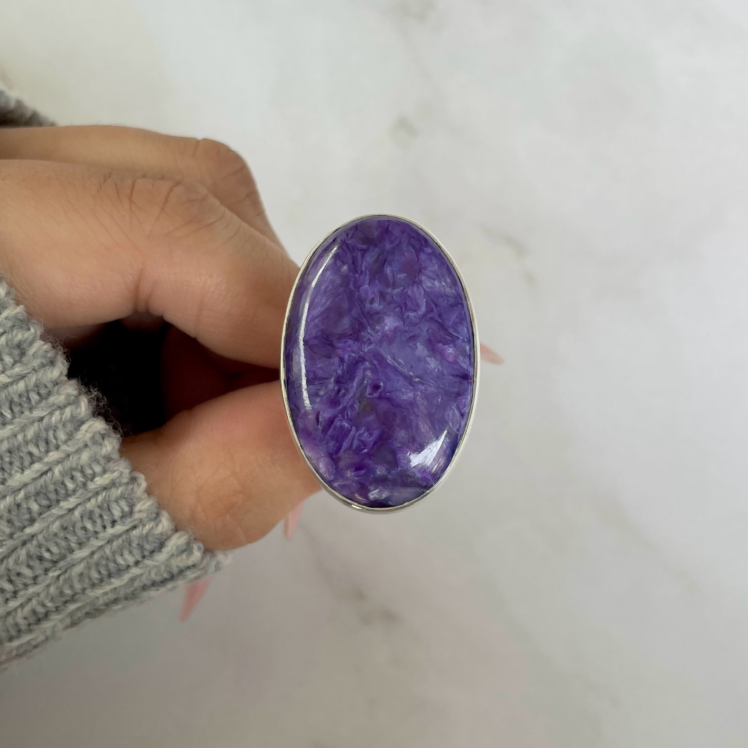 Charoite Adjustable Ring-(CHR-R-103.)