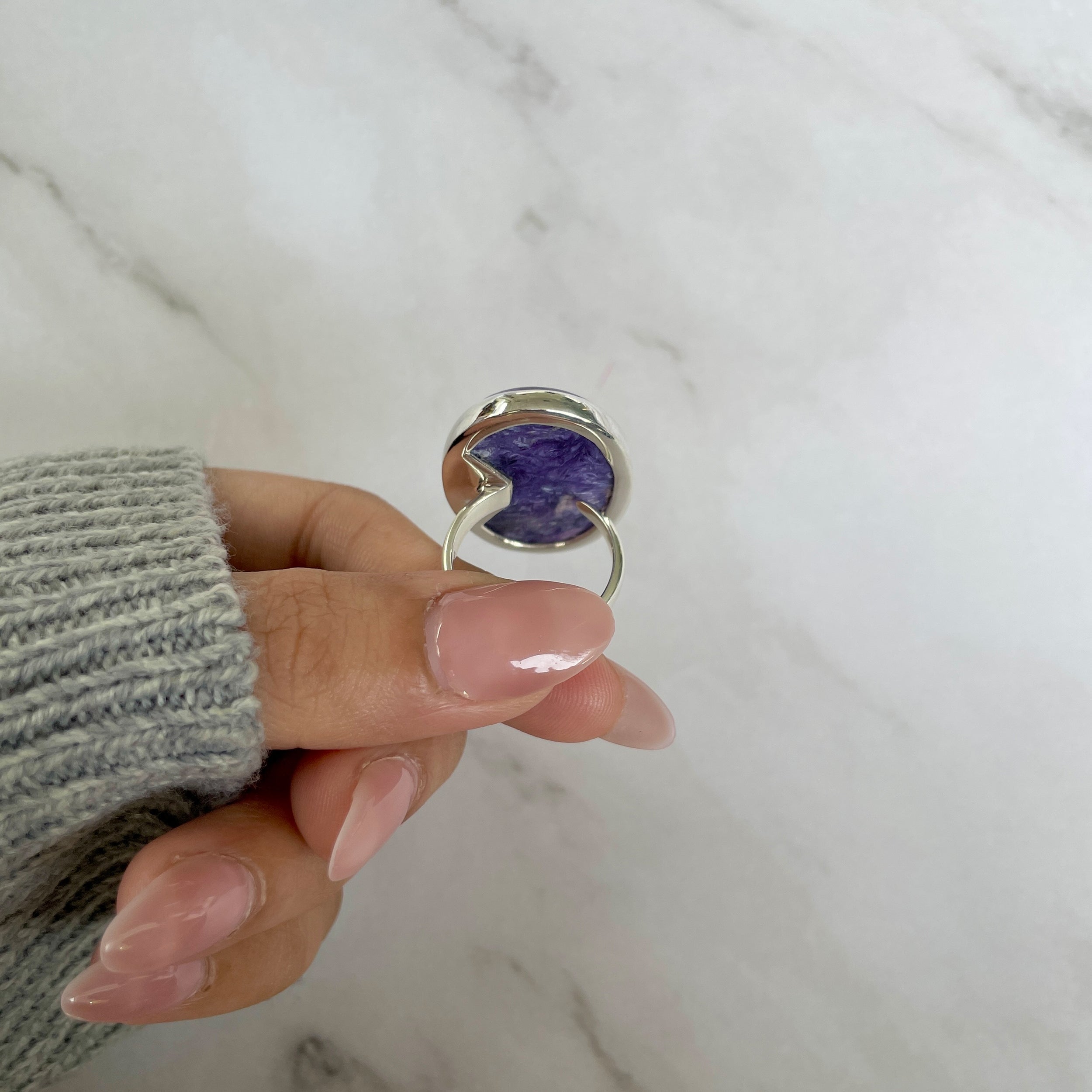 Charoite Adjustable Ring-(CHR-R-103.)
