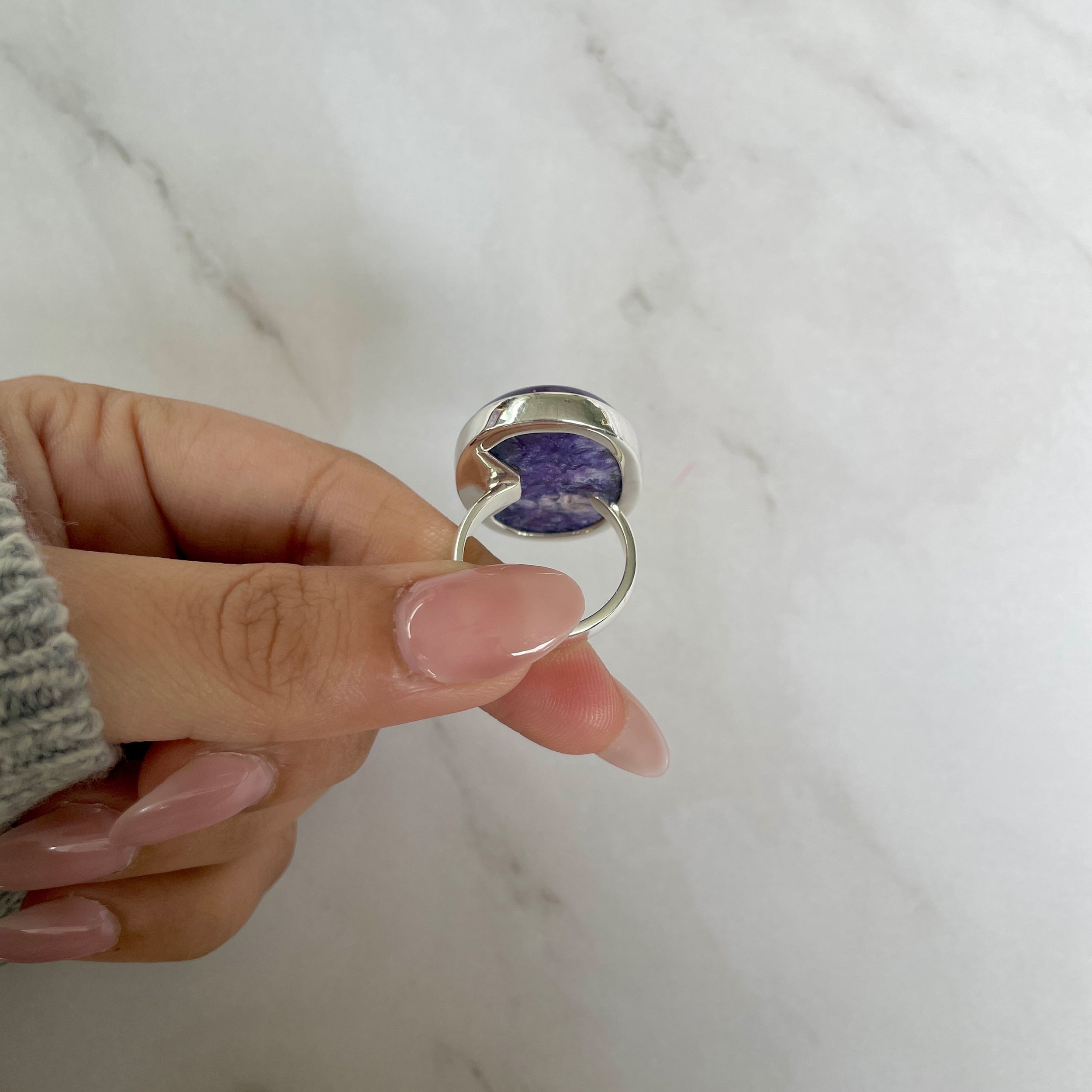 Charoite Adjustable Ring-(CHR-R-109.)
