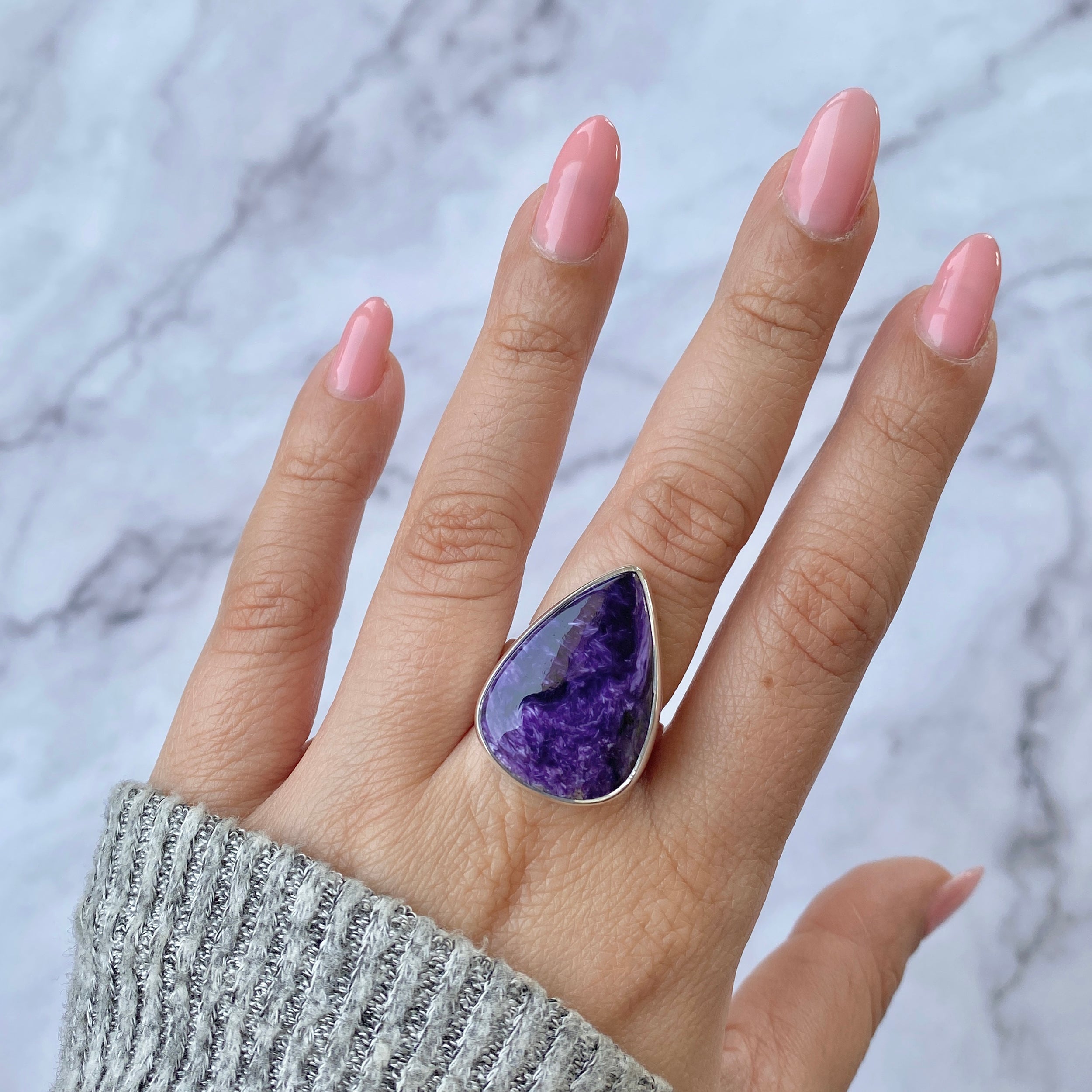 Charoite Adjustable Ring-(CHR-R-15)