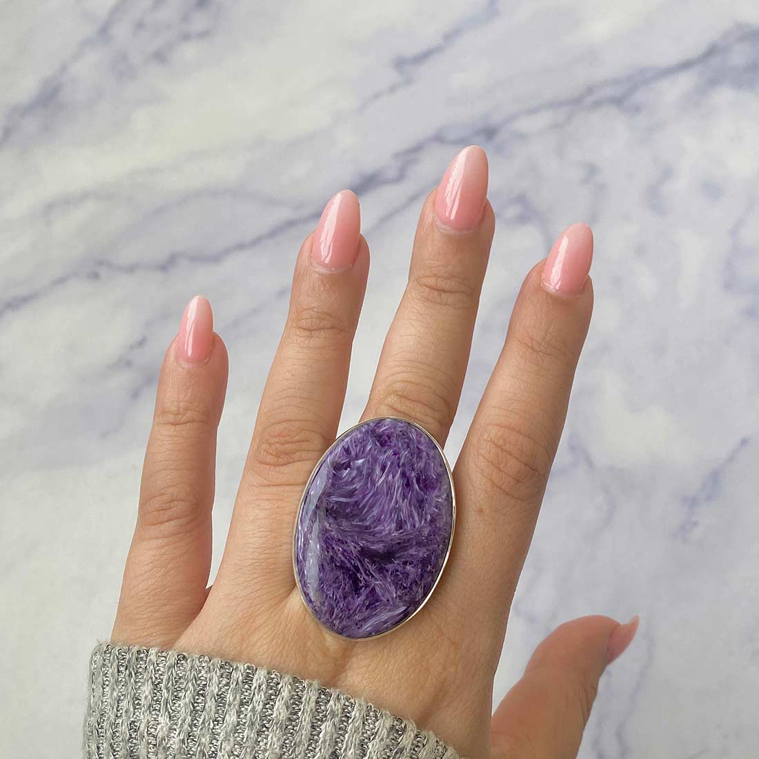 Charoite Adjustable Ring-(CHR-R-83.)