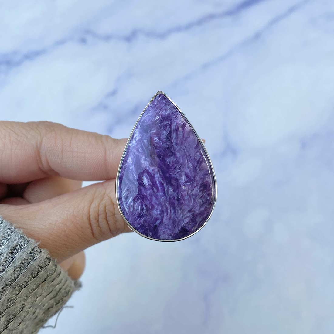 Charoite Adjustable Ring-(CHR-R-88.)