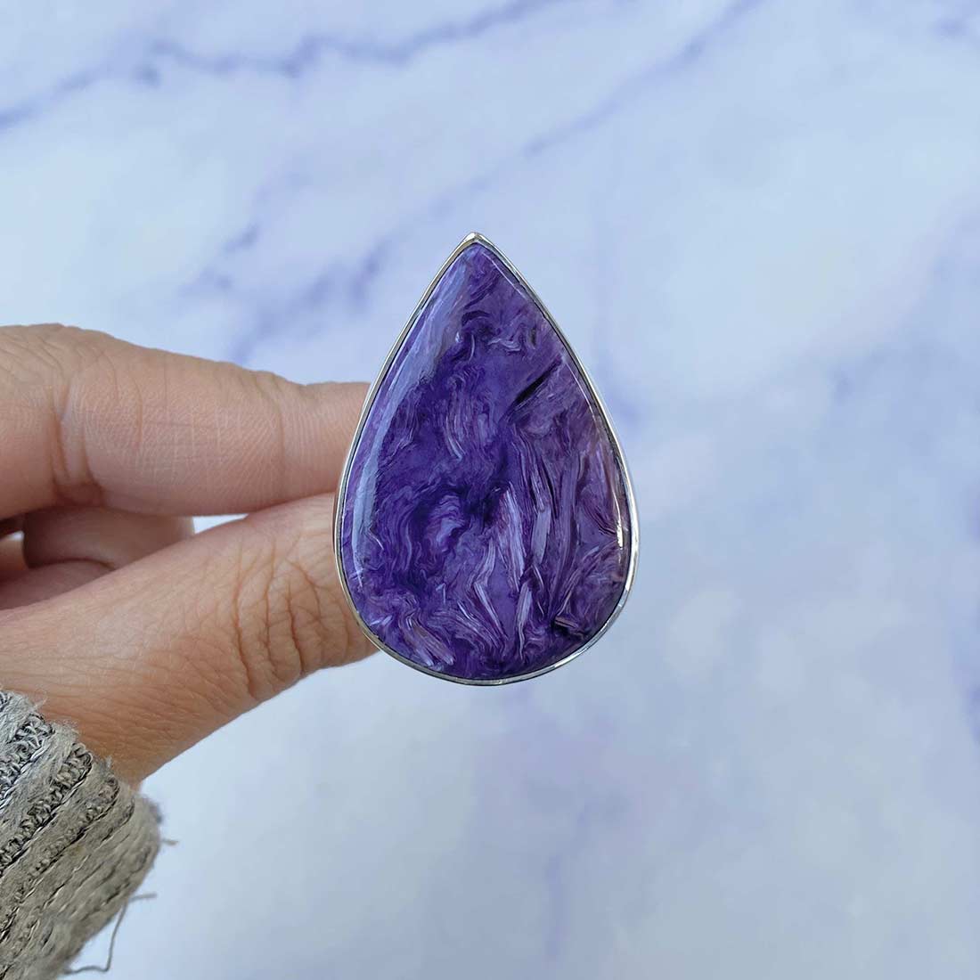 Charoite Adjustable Ring-(CHR-R-89.)