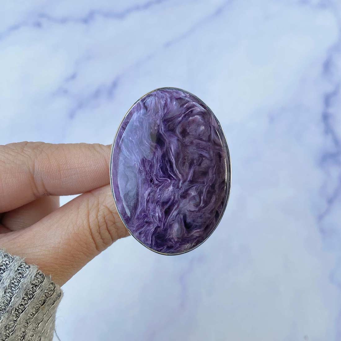 Charoite Adjustable Ring-(CHR-R-90.)