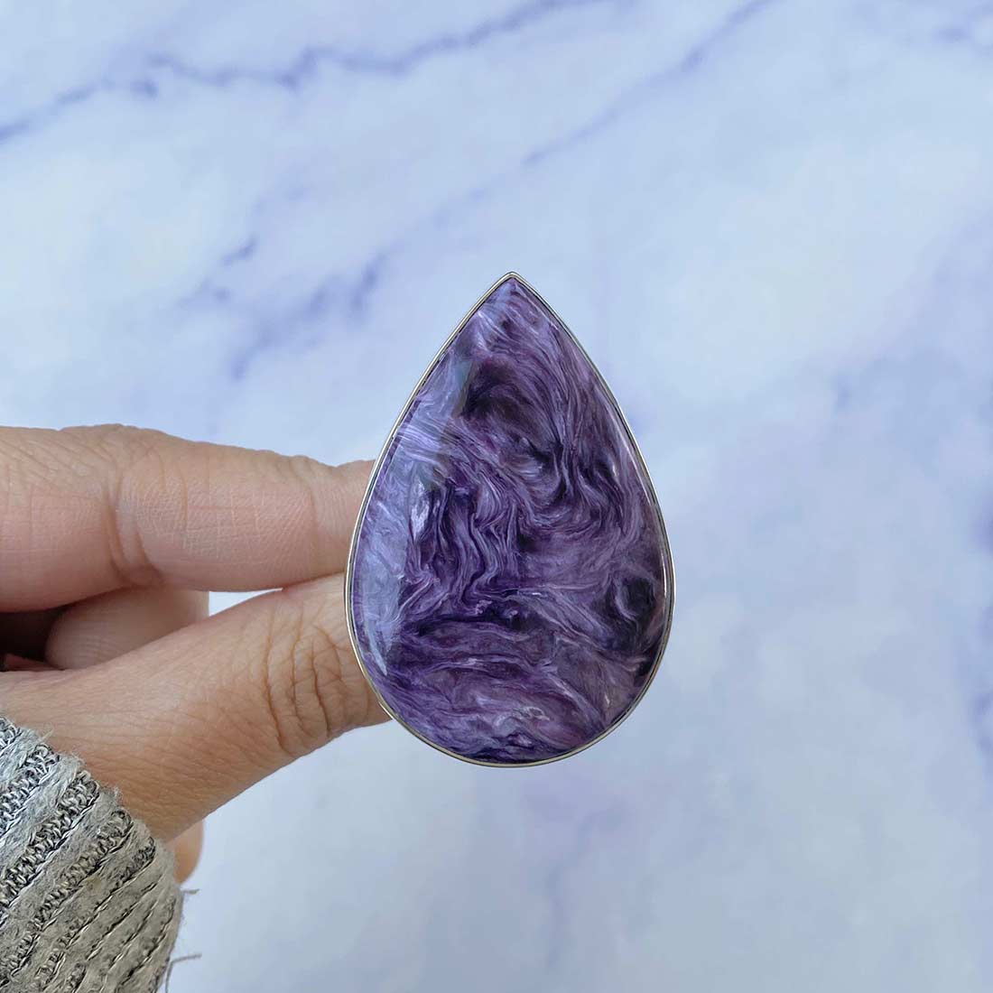 Charoite Adjustable Ring-(CHR-R-91.)