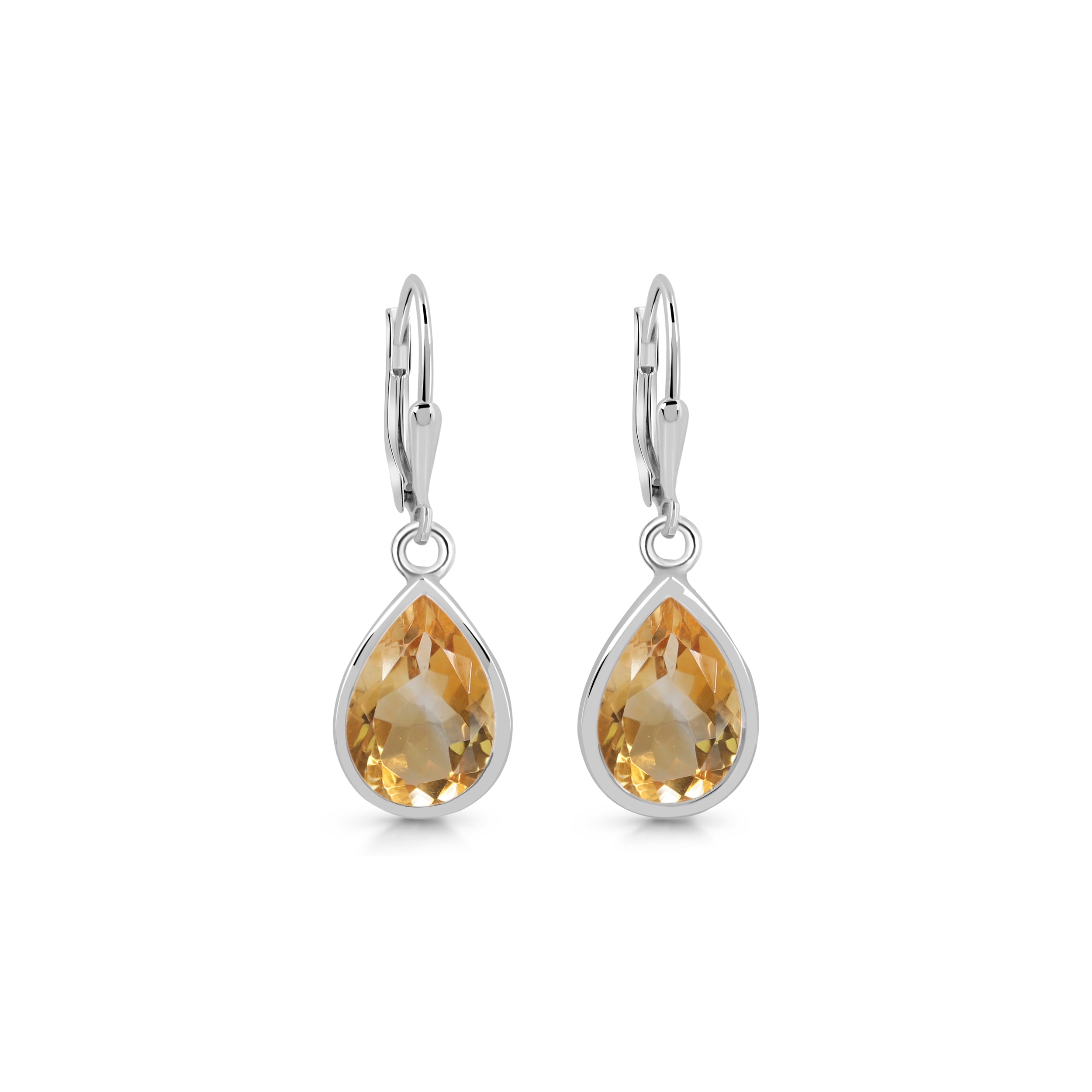 Citrine Leverback Earring-(CIT-SE-1252.)