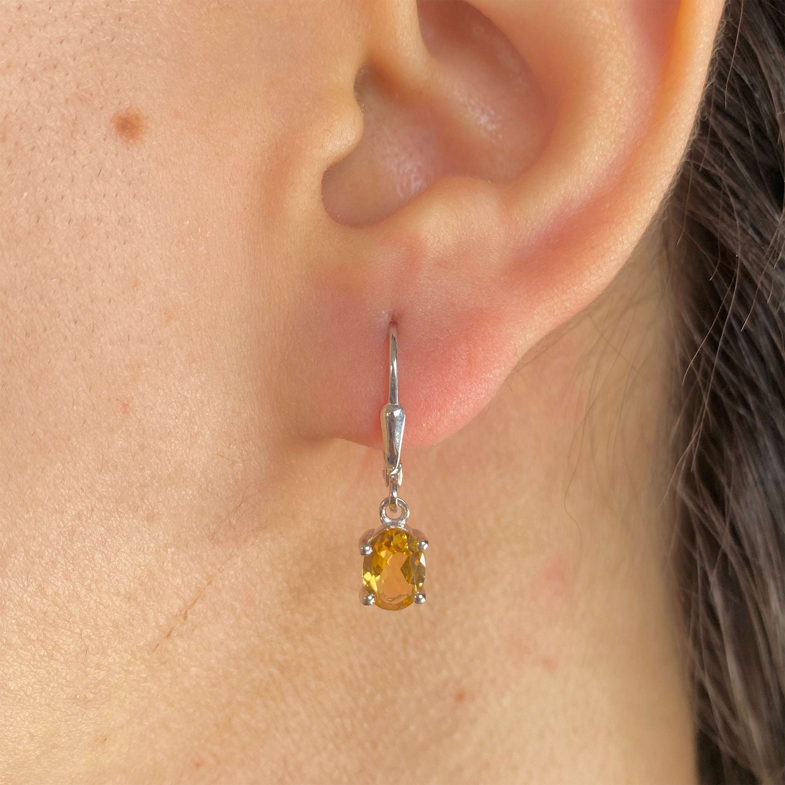 Citrine Leverback Earring-(CIT-SE-670.)