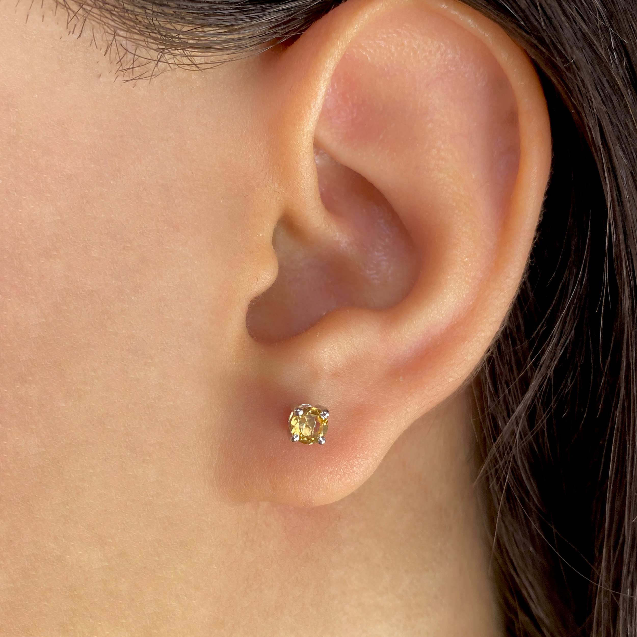 Citrine Stud Earrings-(CIT-SE-1023.)