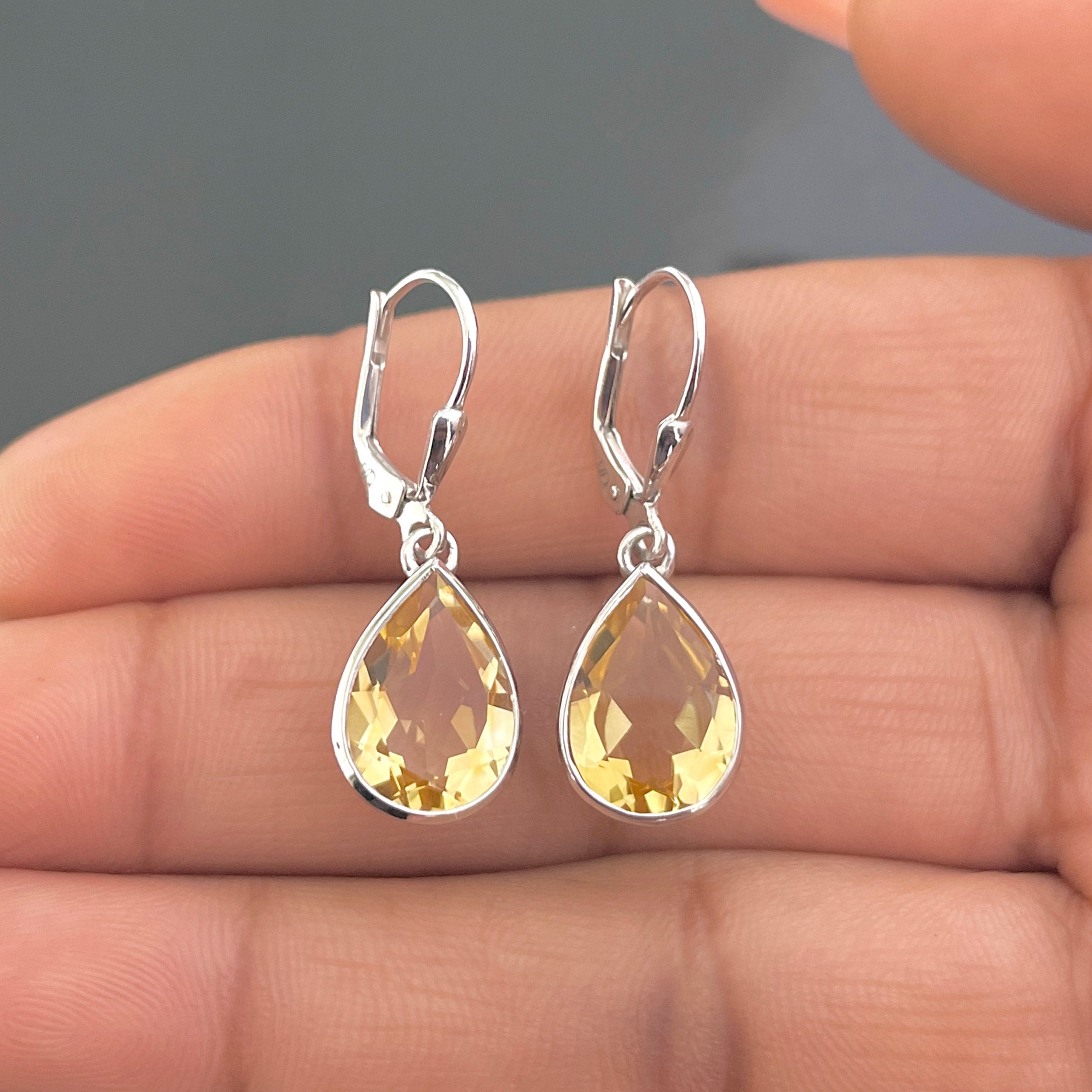 Citrine Leverback Earring-(CIT-SE-1252.)