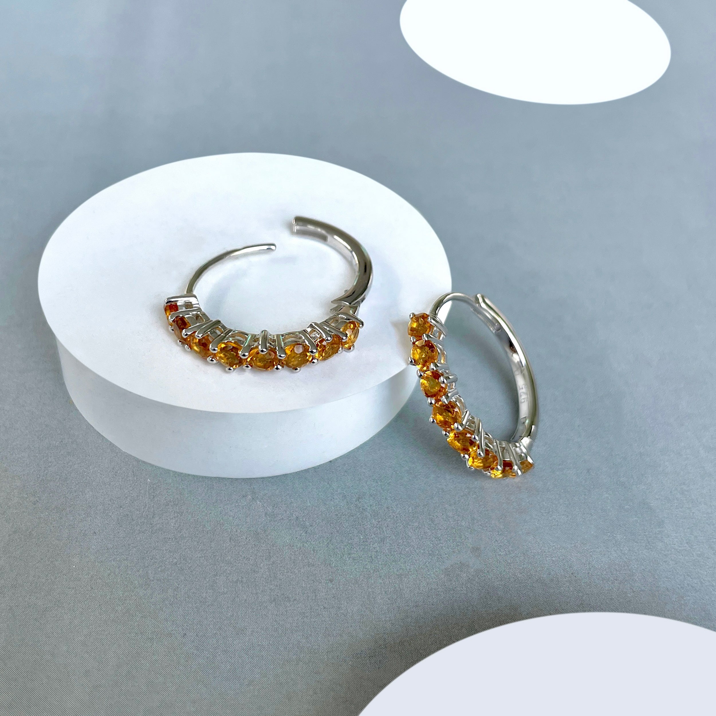 Citrine Hoop Earring-(CIT-SE-1276.)