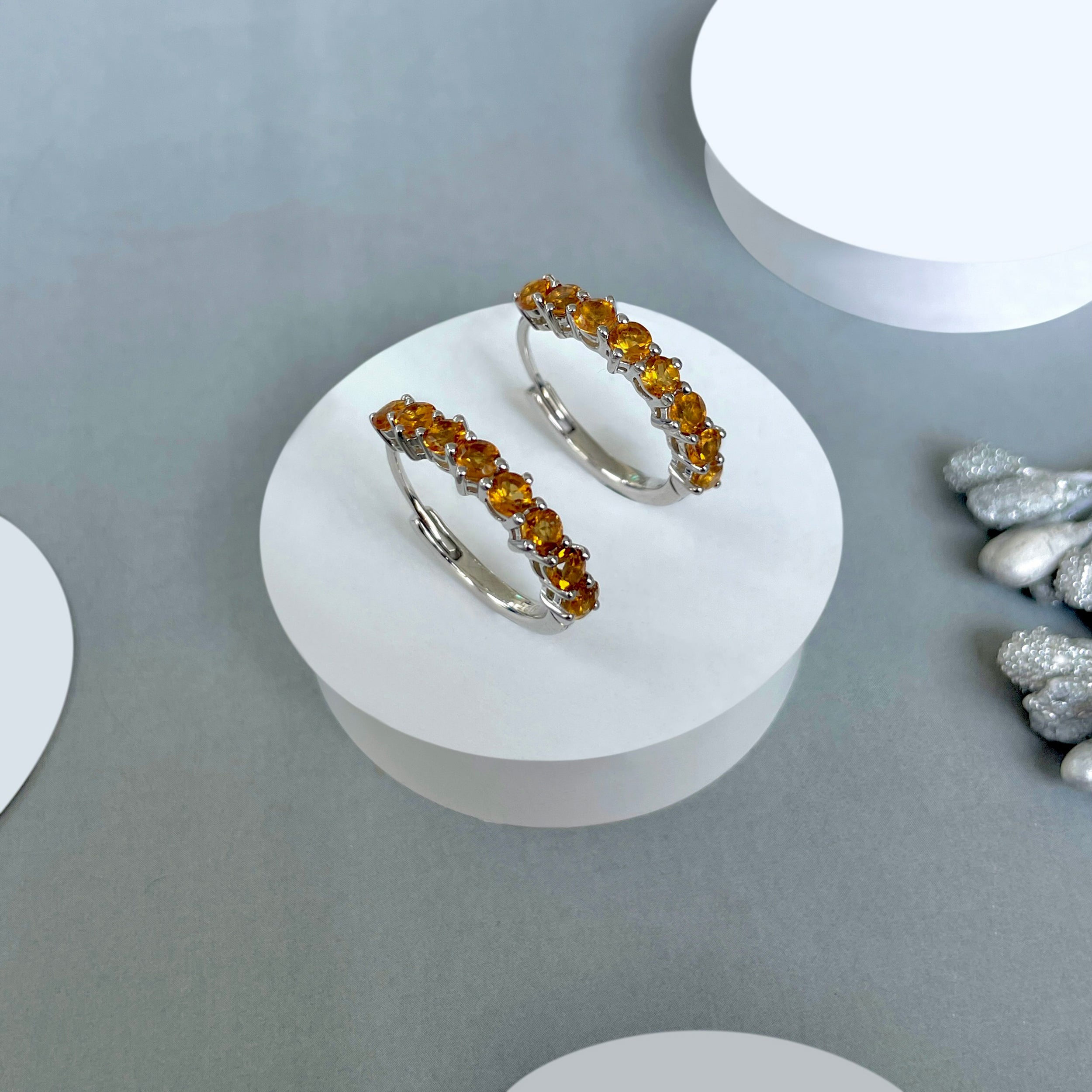 Citrine Hoop Earring-(CIT-SE-1276.)