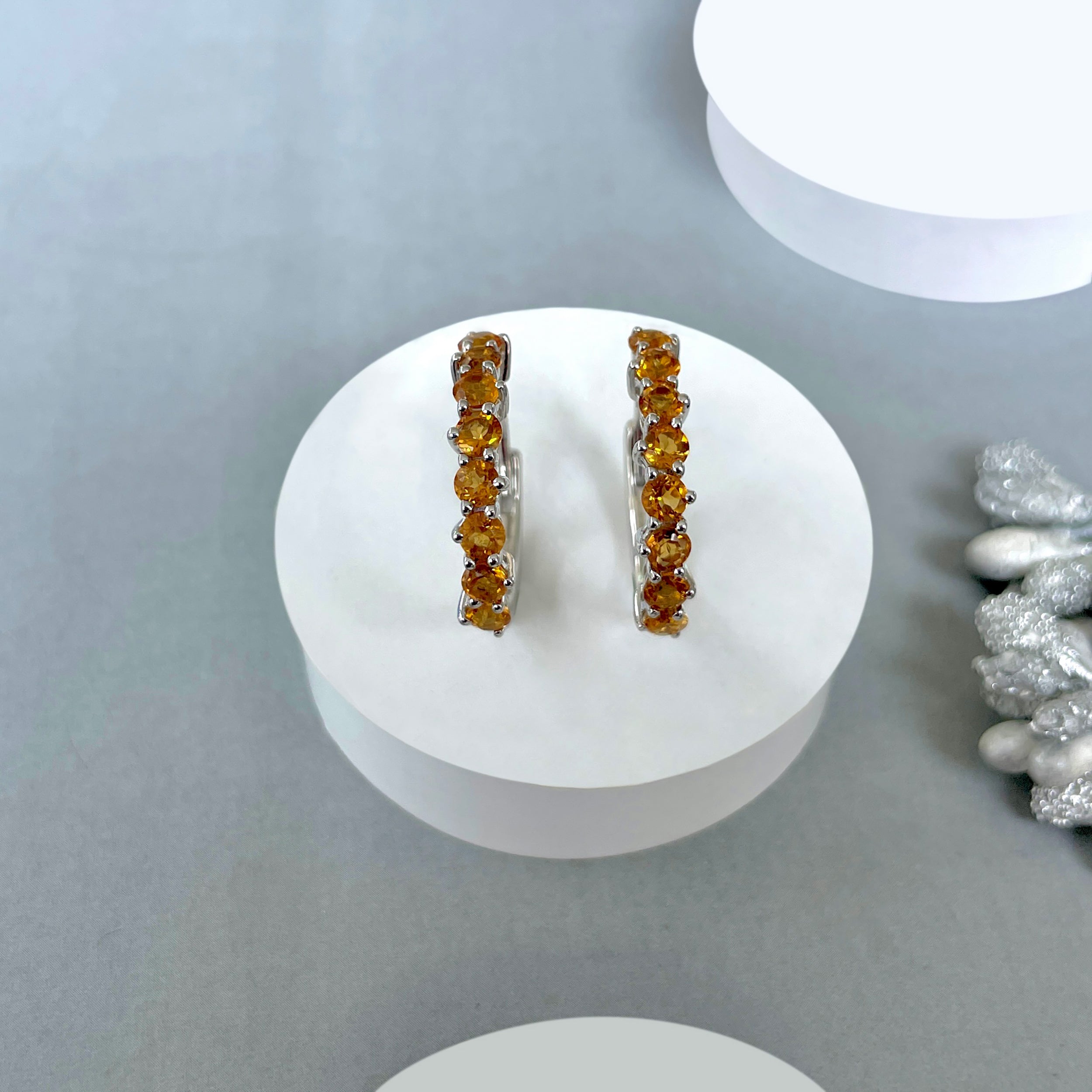 Citrine Hoop Earring-(CIT-SE-1276.)