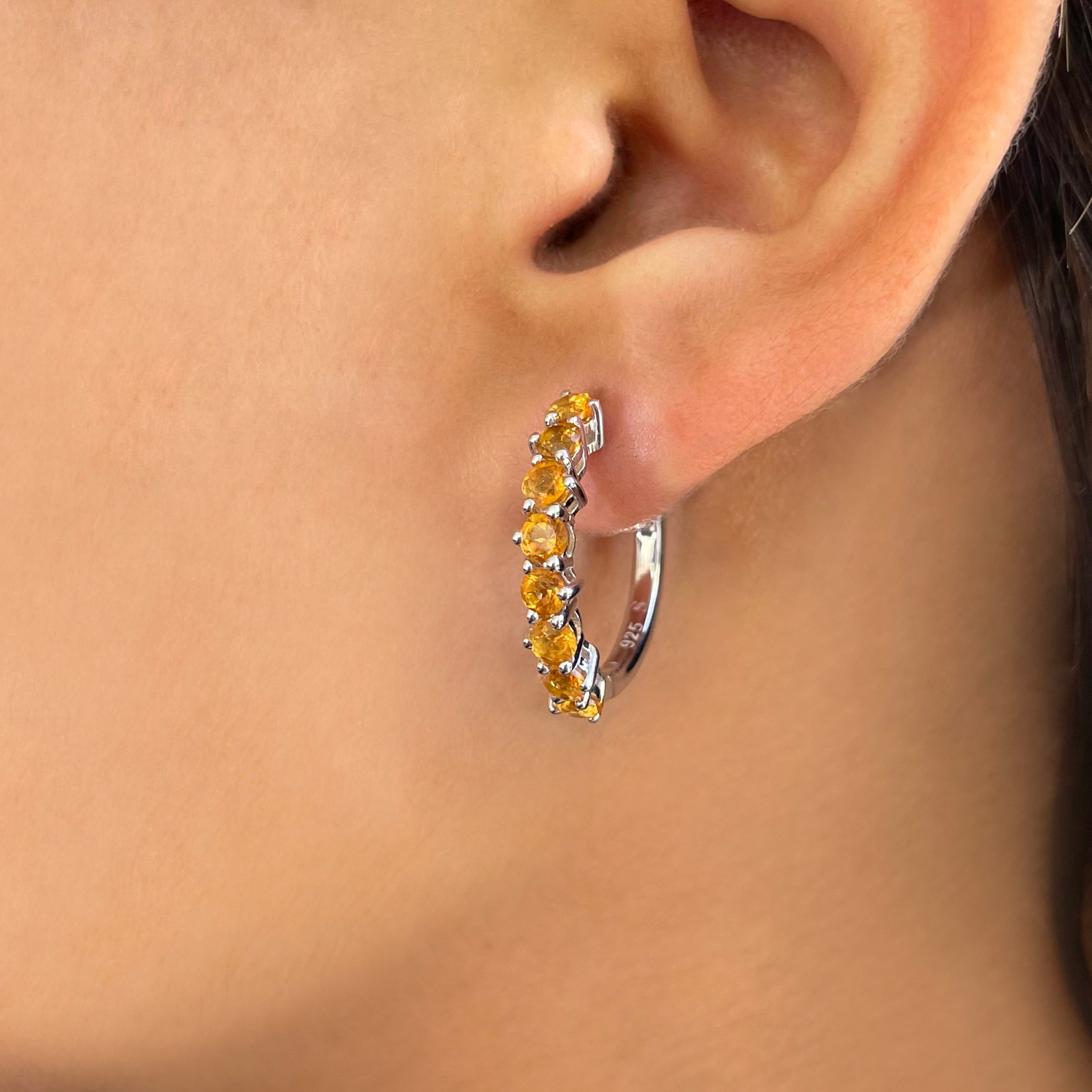 Citrine Hoop Earring-(CIT-SE-1276.)
