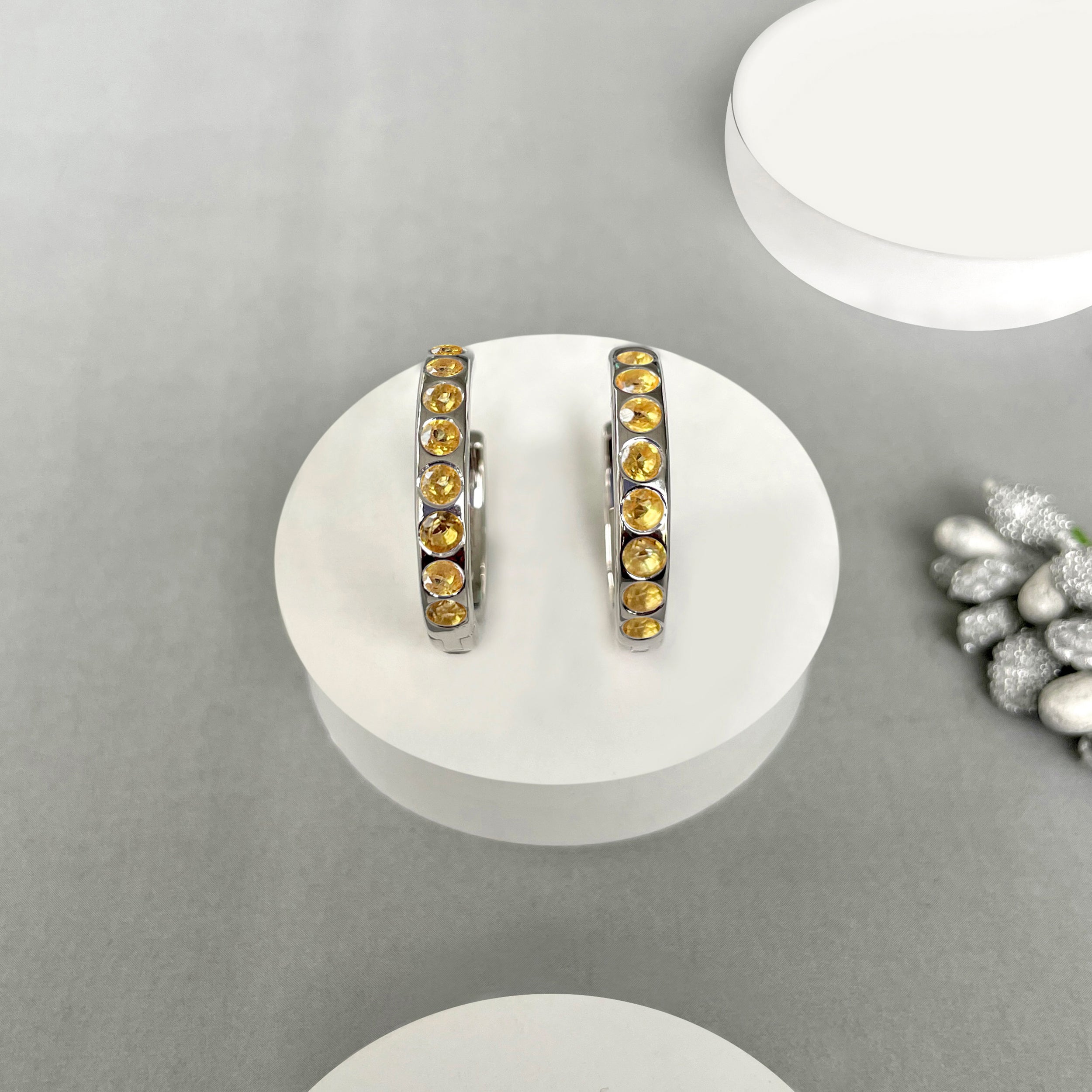Citrine Hoop Earring-(CIT-SE-1277.)